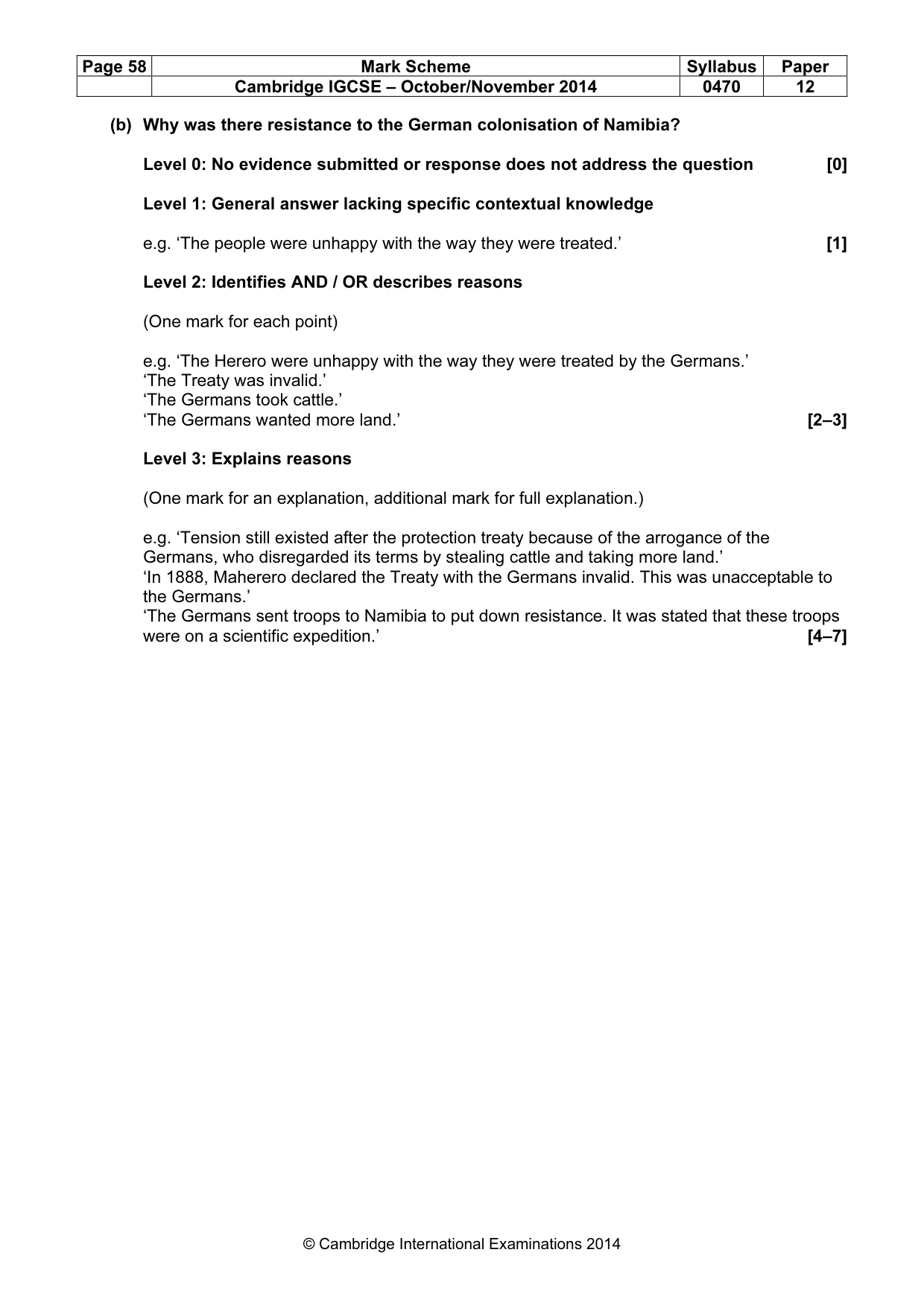 Mark scheme, page 58 of 77