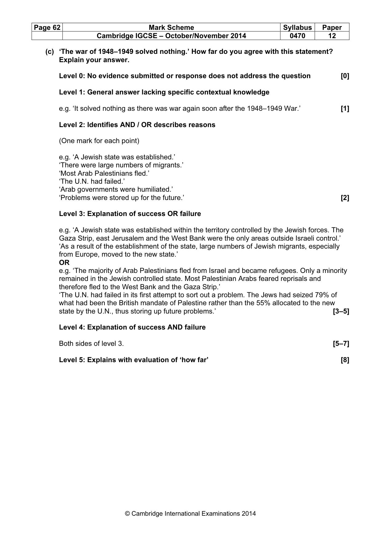Mark scheme, page 62 of 77