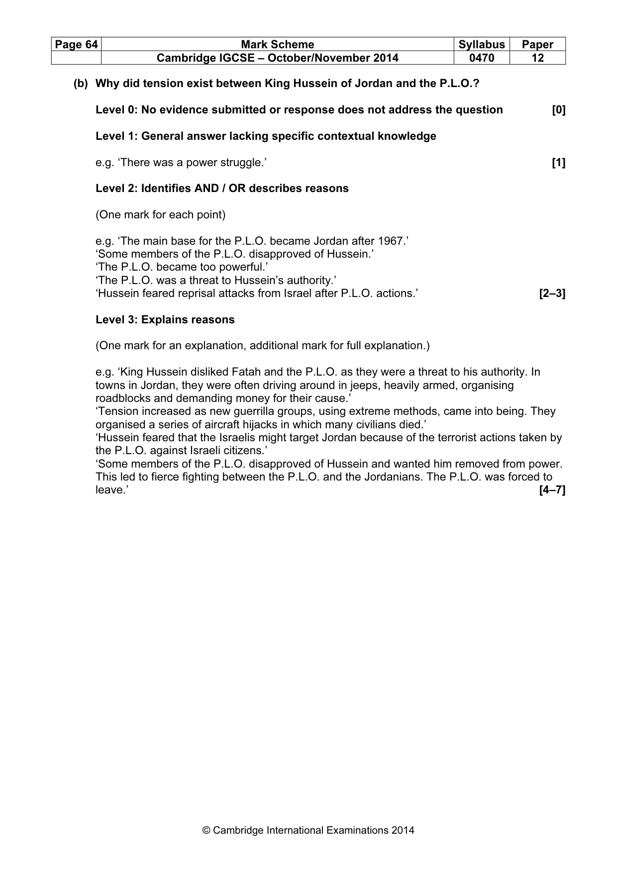Mark scheme, page 64 of 77