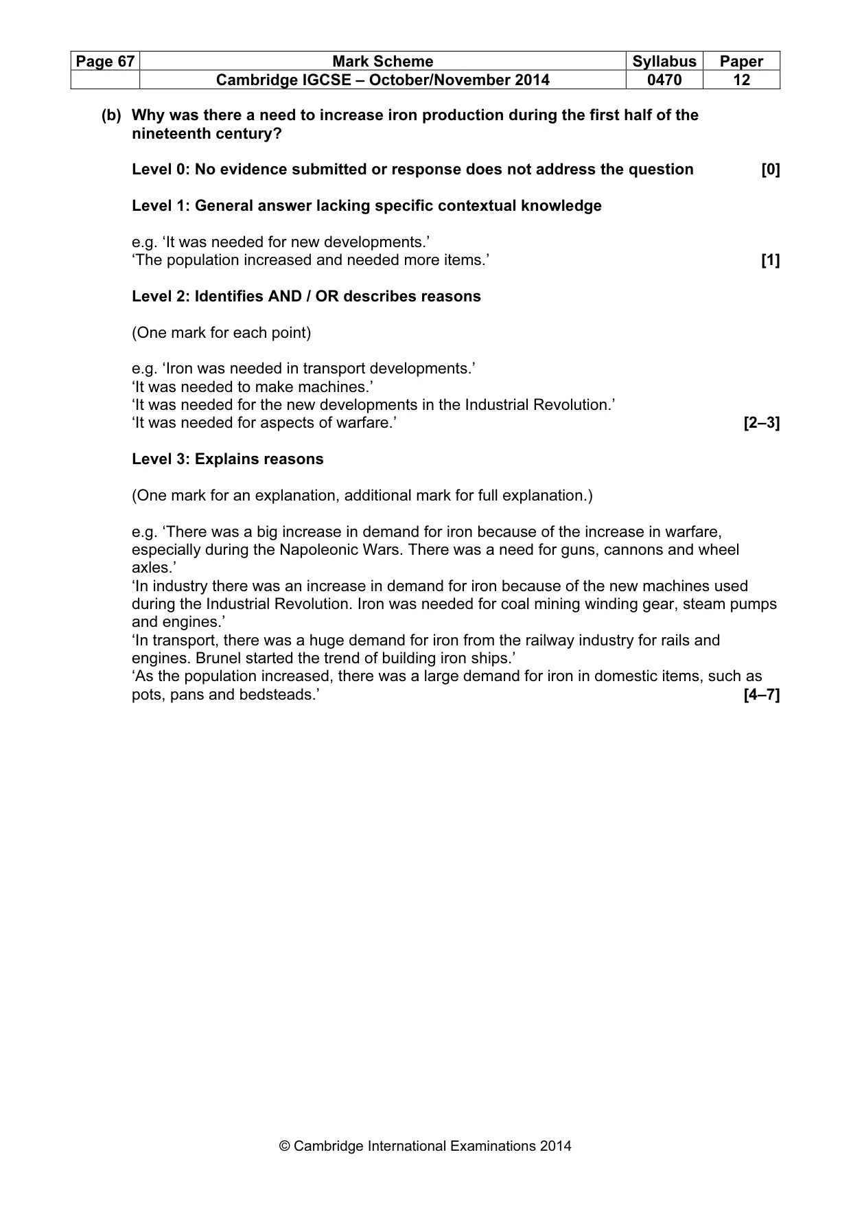Mark scheme, page 67 of 77