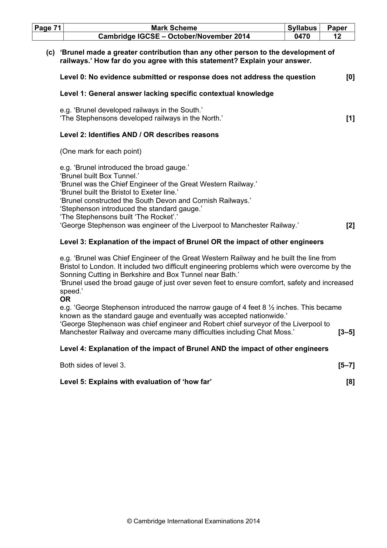 Mark scheme, page 71 of 77
