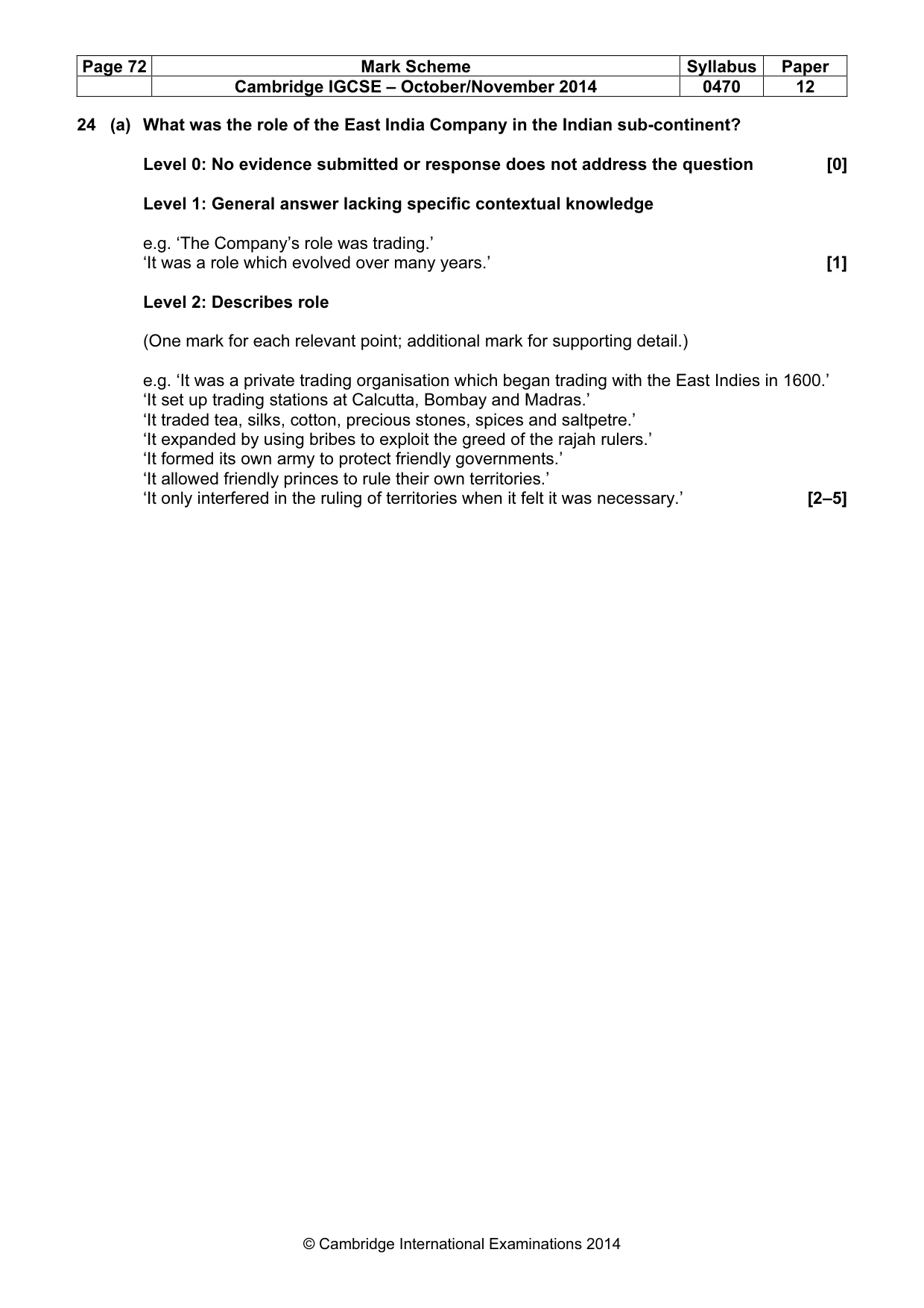 Mark scheme, page 72 of 77