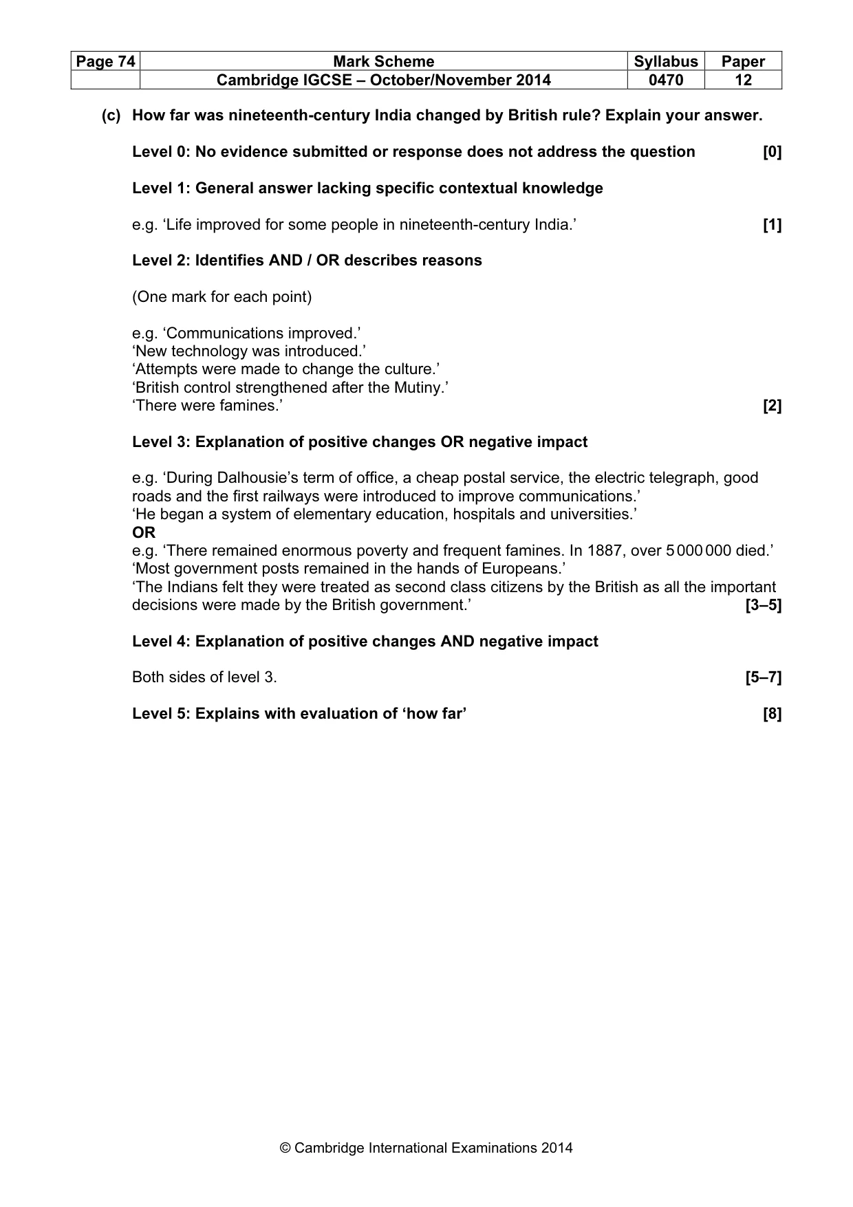 Mark scheme, page 74 of 77