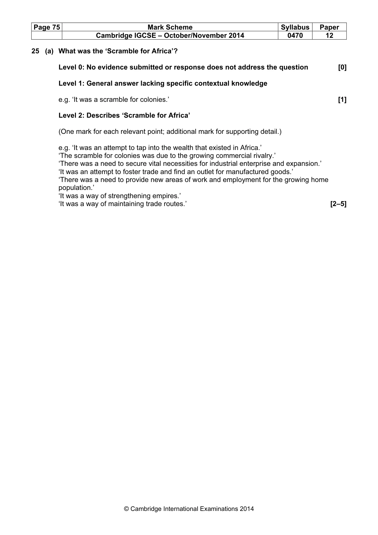 Mark scheme, page 75 of 77