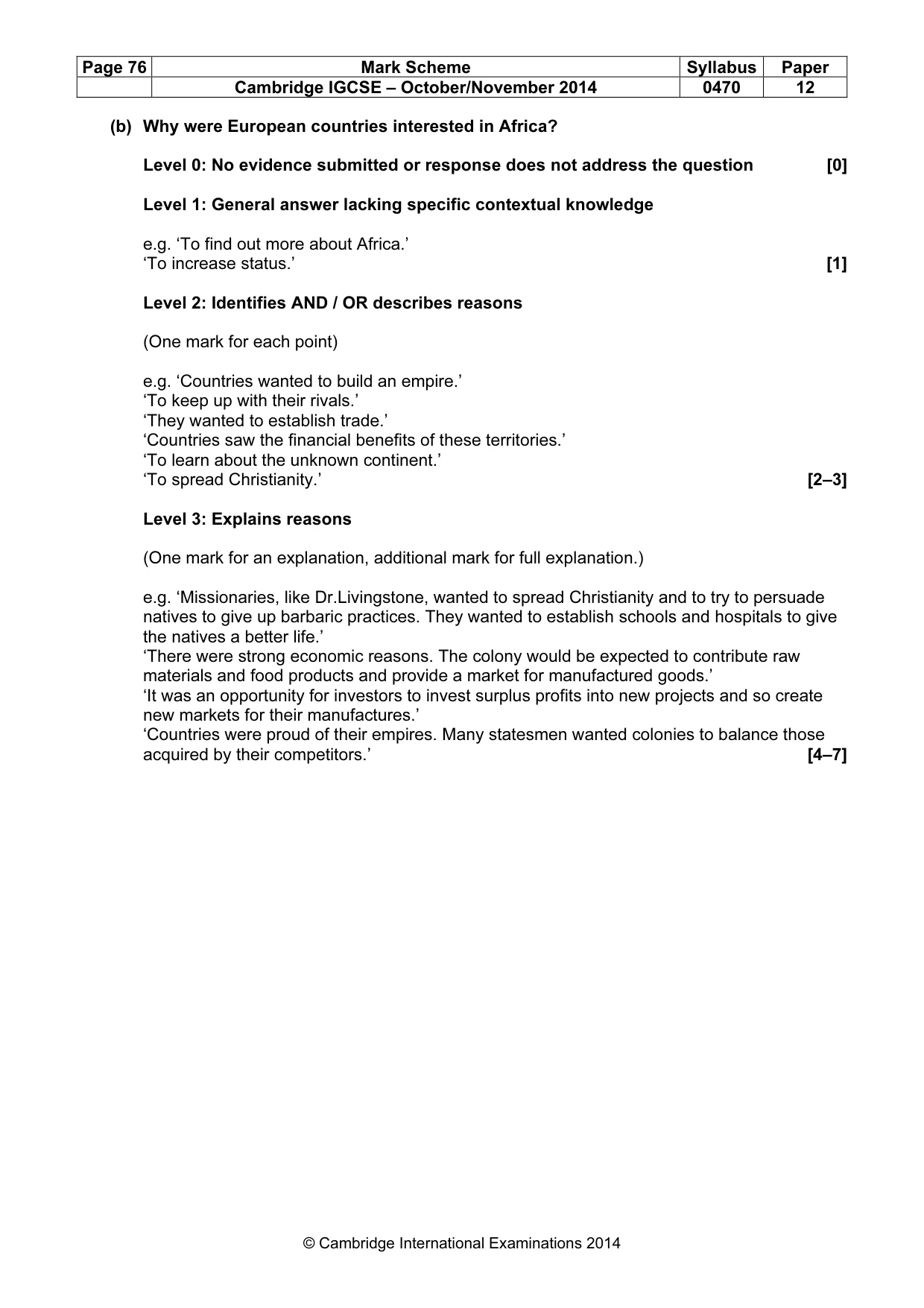 Mark scheme, page 76 of 77