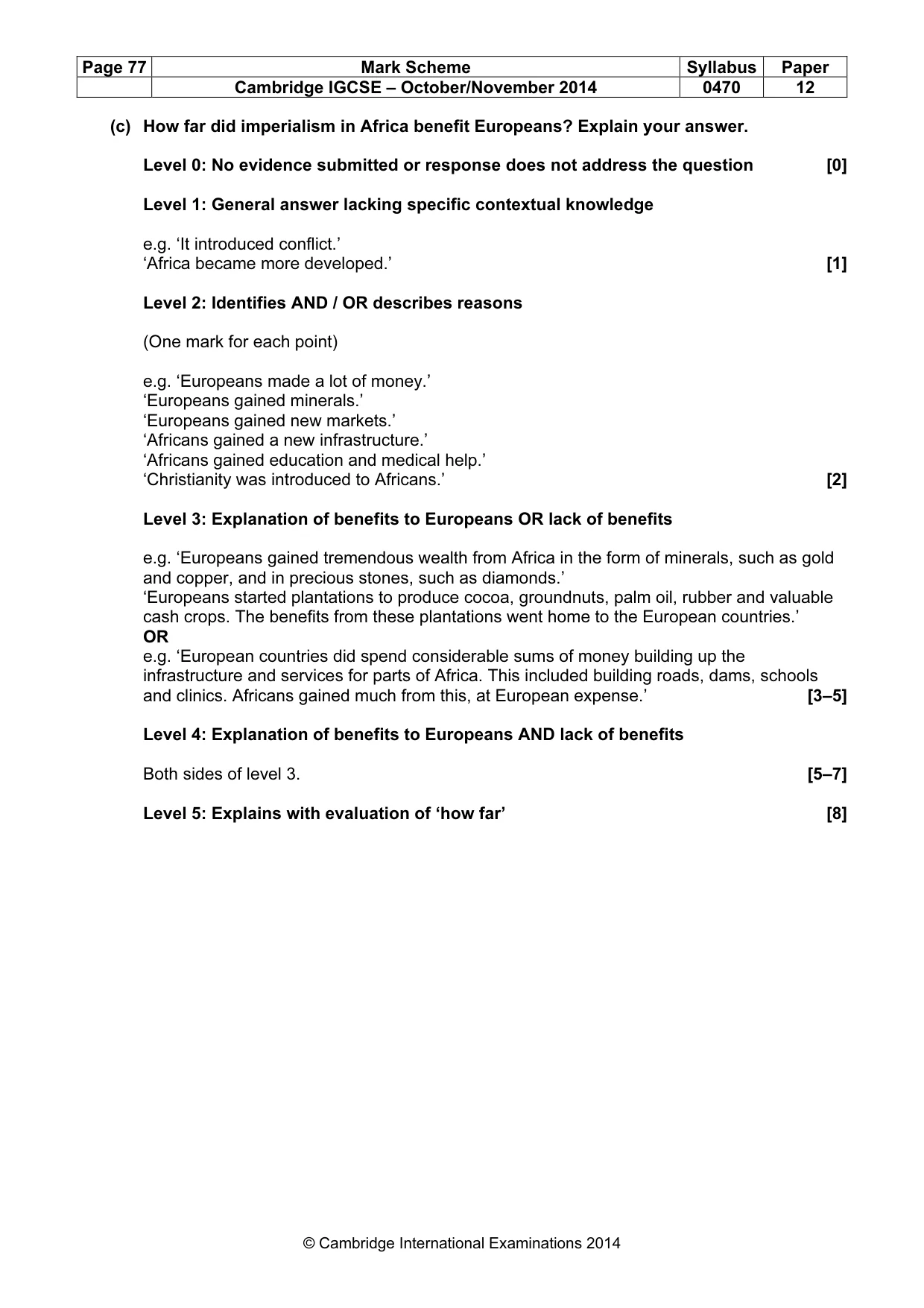 Mark scheme, page 77 of 77