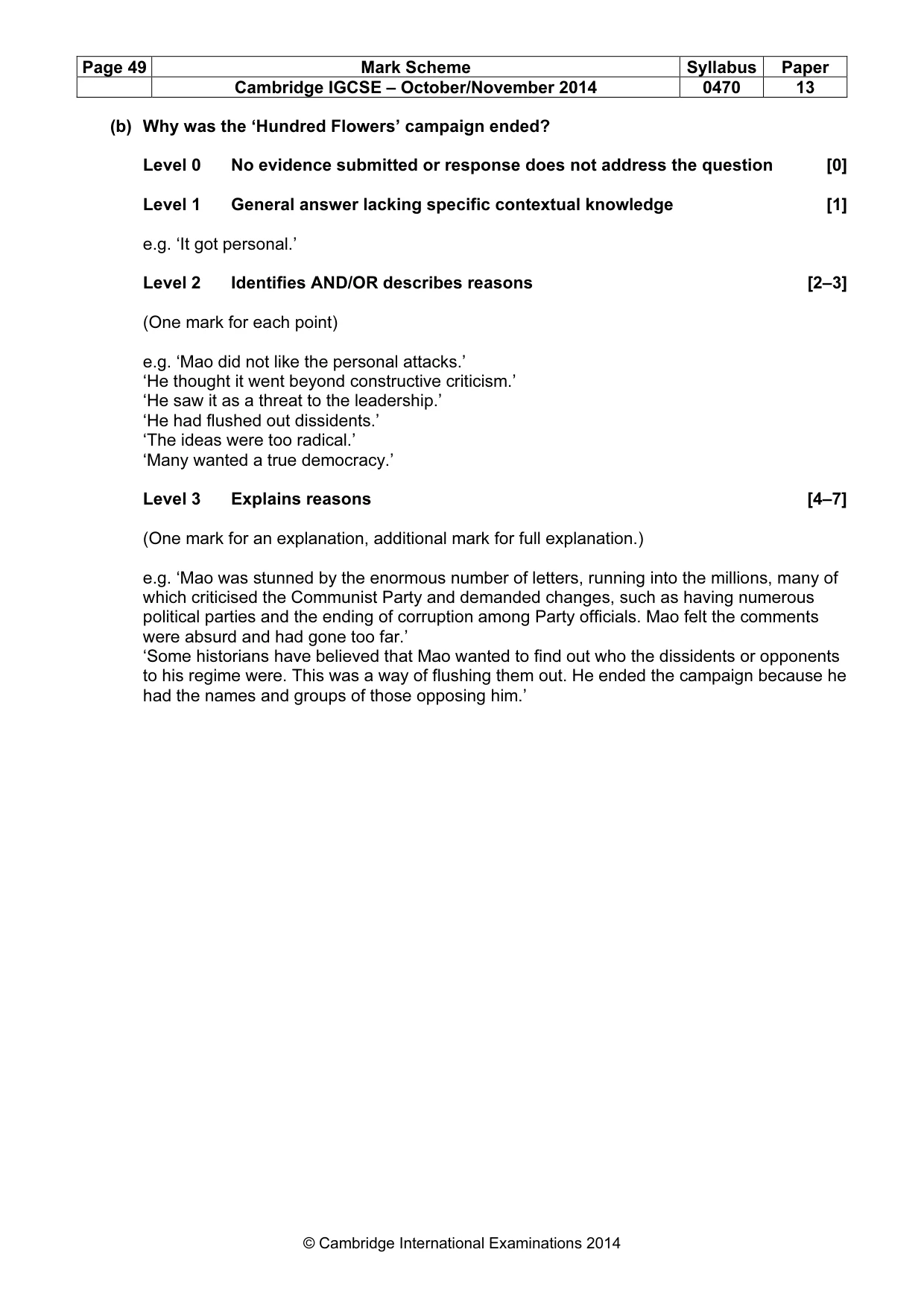 Mark scheme, page 49 of 77