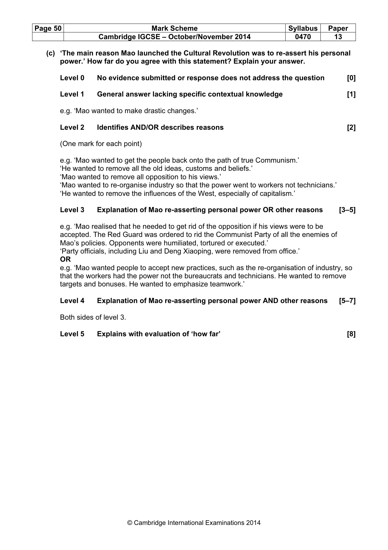 Mark scheme, page 50 of 77