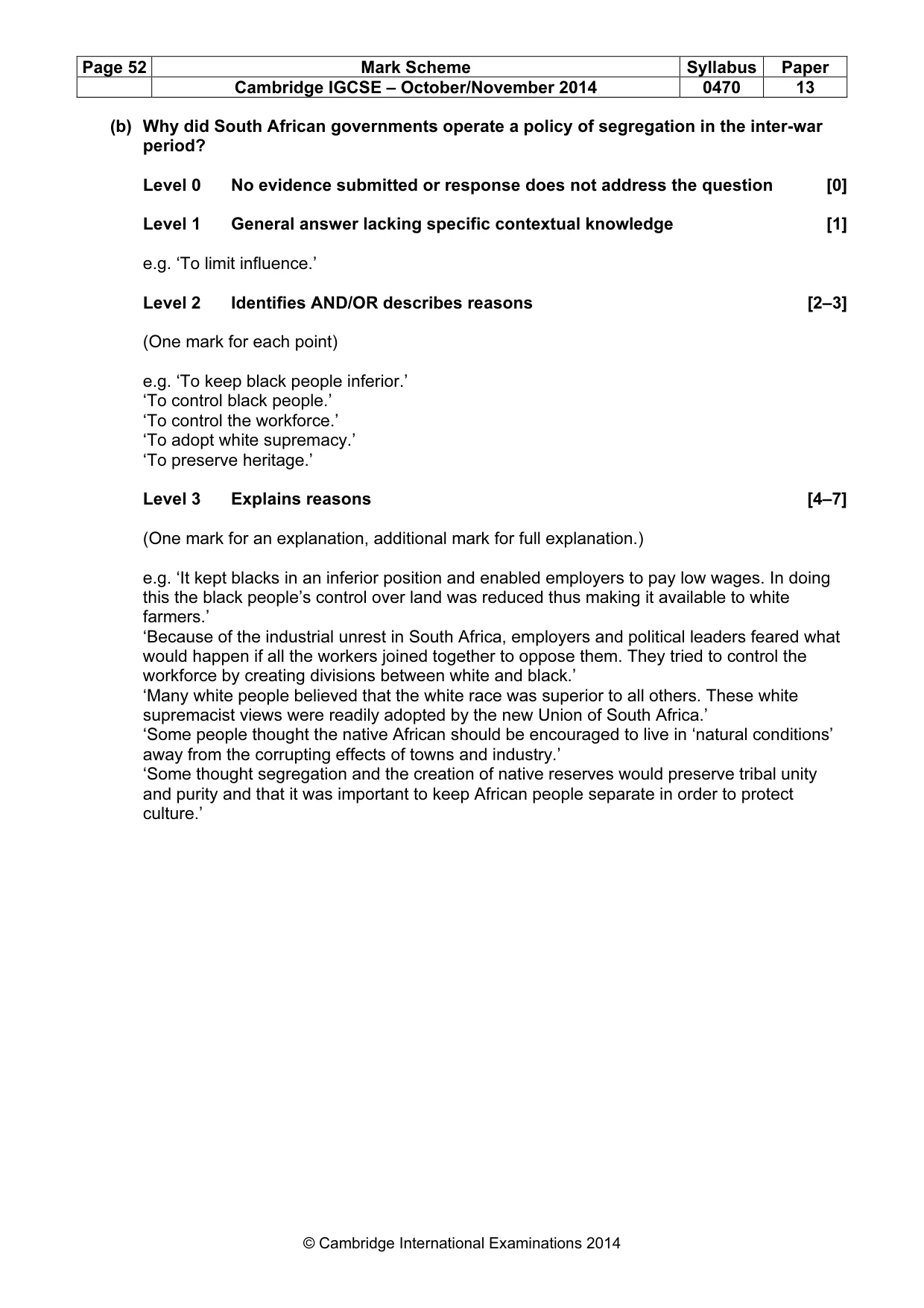 Mark scheme, page 52 of 77