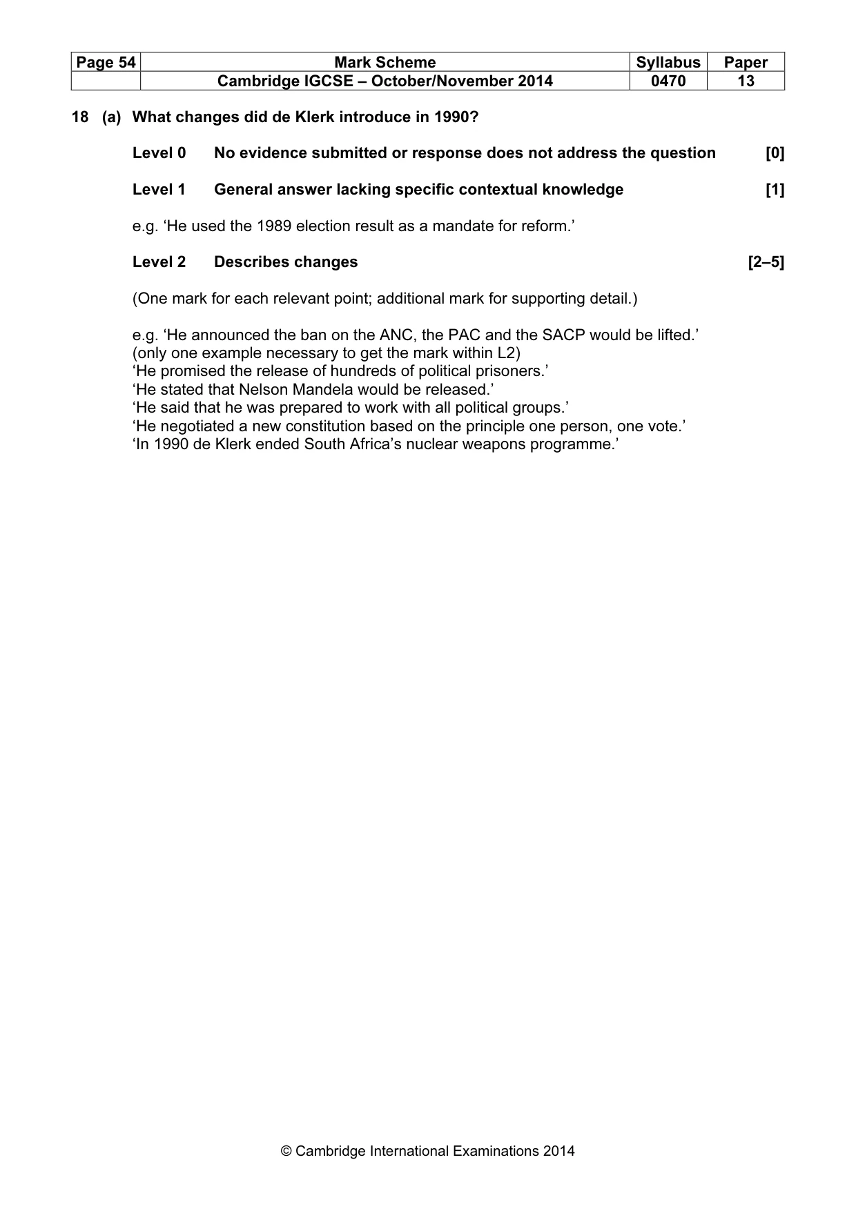 Mark scheme, page 54 of 77