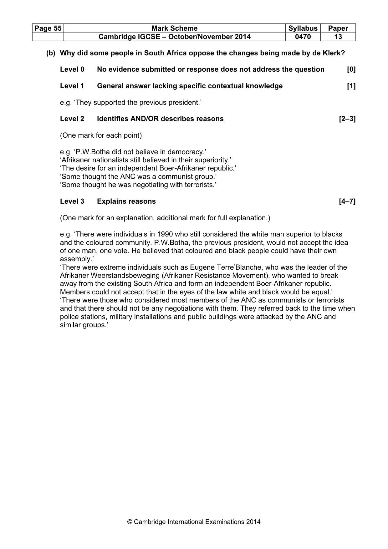 Mark scheme, page 55 of 77