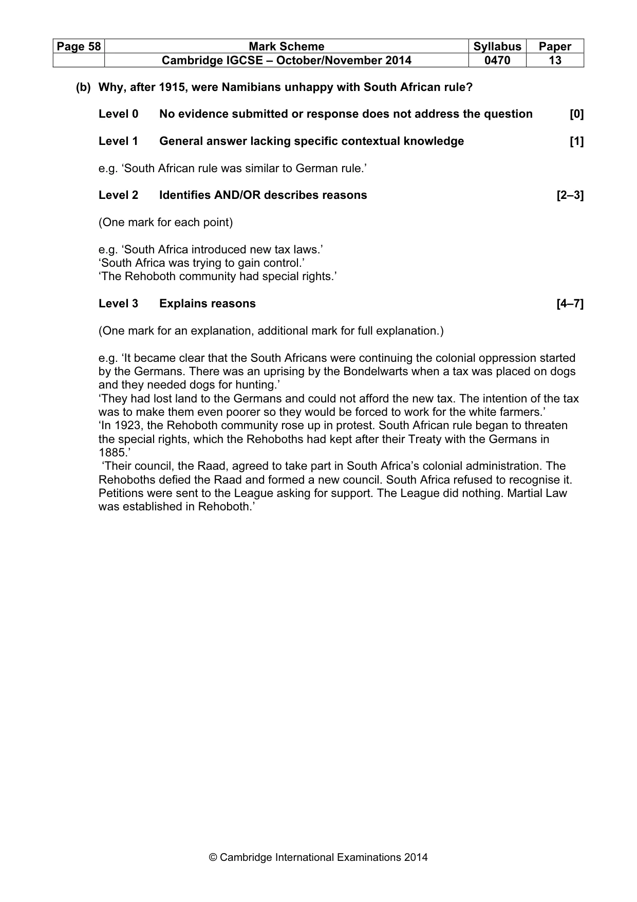 Mark scheme, page 58 of 77