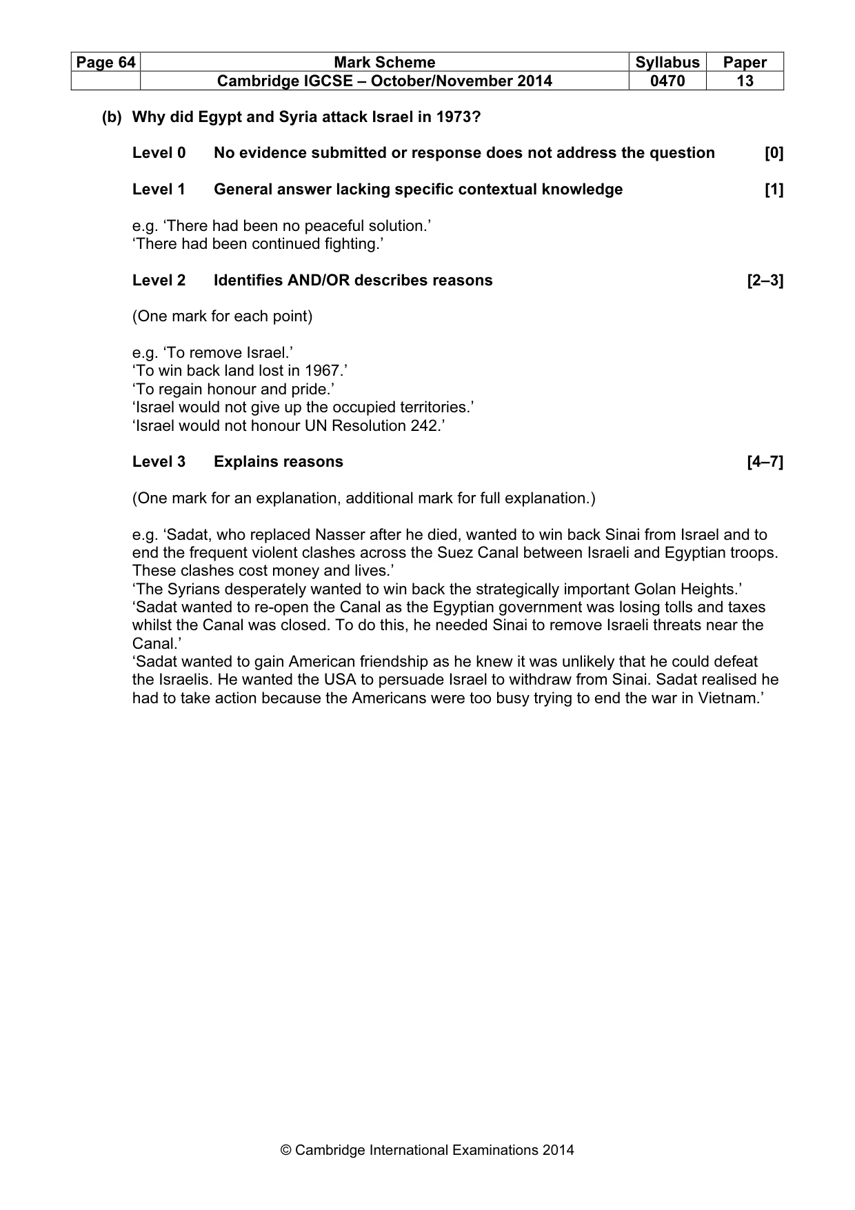Mark scheme, page 64 of 77