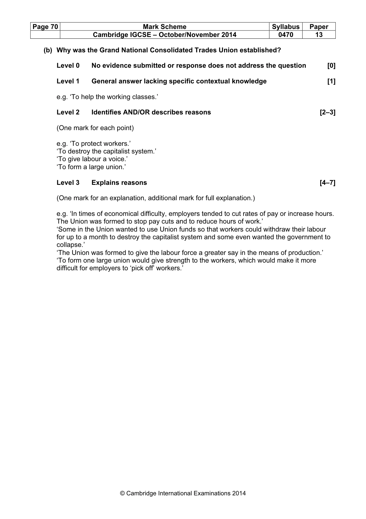 Mark scheme, page 70 of 77