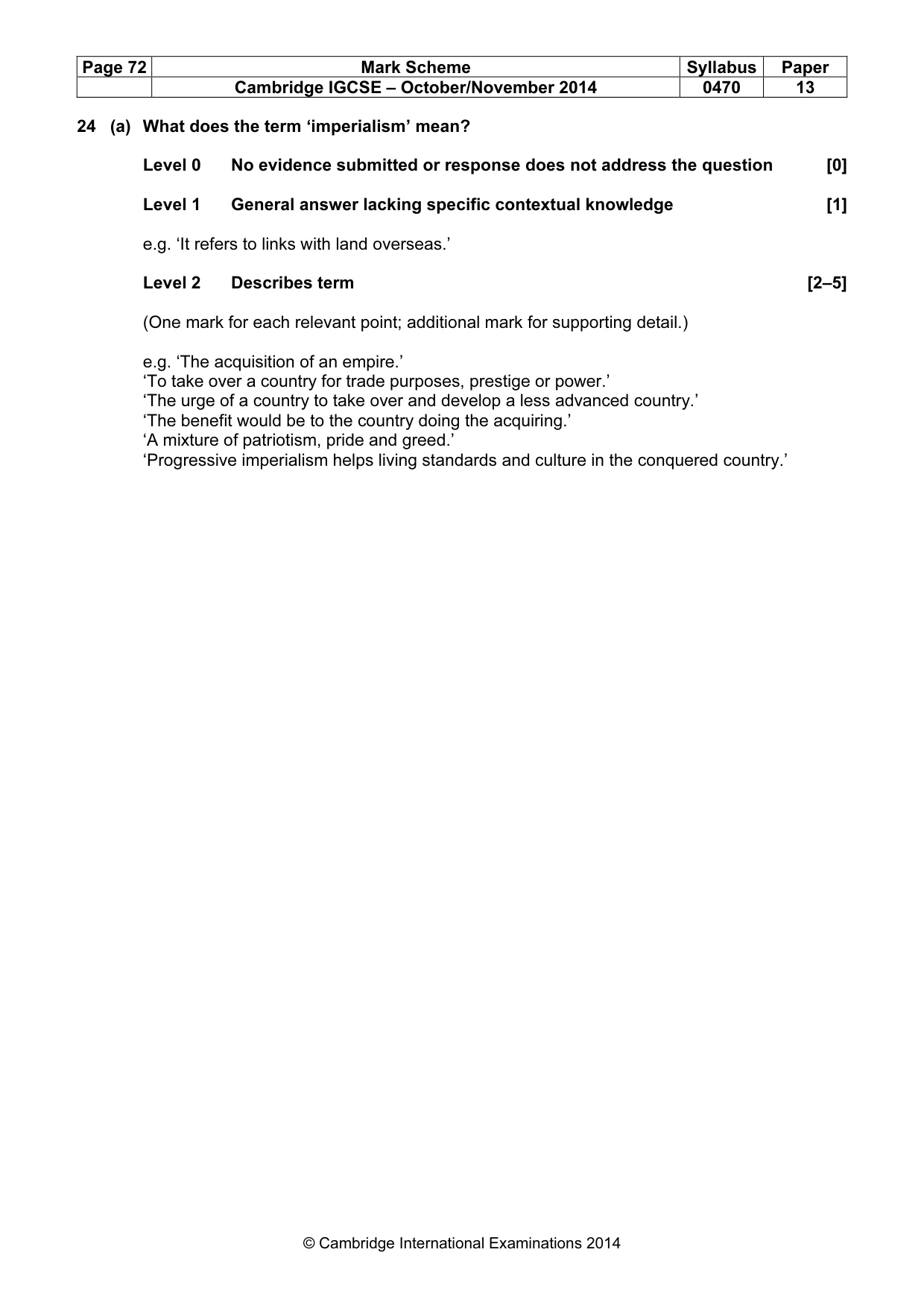 Mark scheme, page 72 of 77