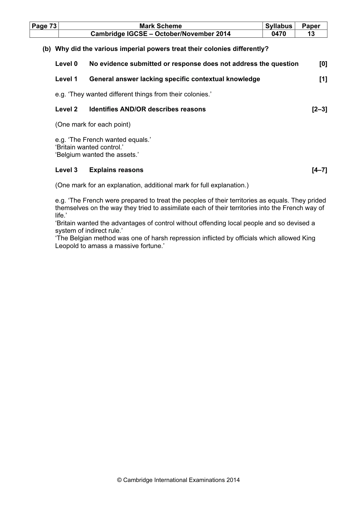 Mark scheme, page 73 of 77