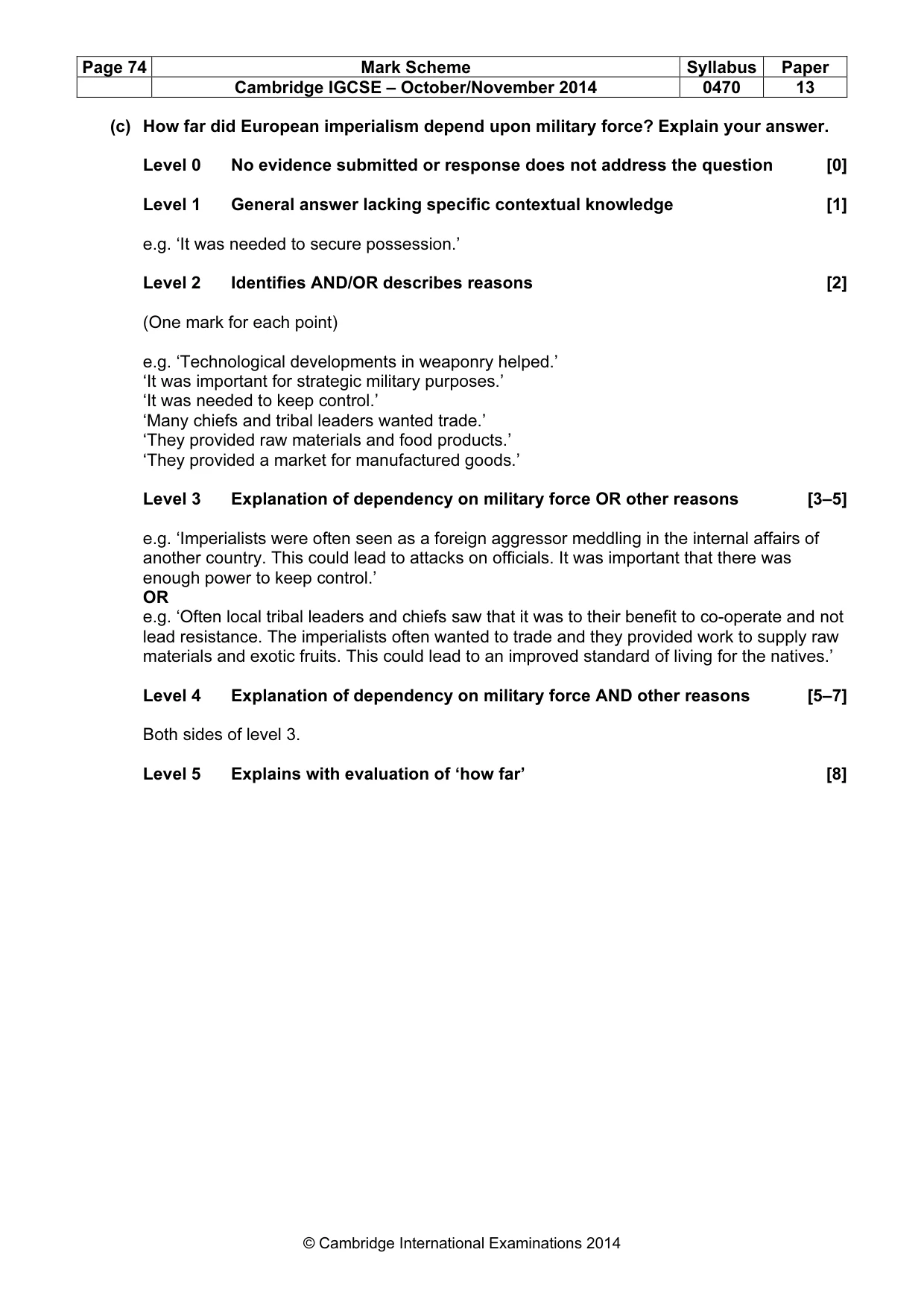 Mark scheme, page 74 of 77
