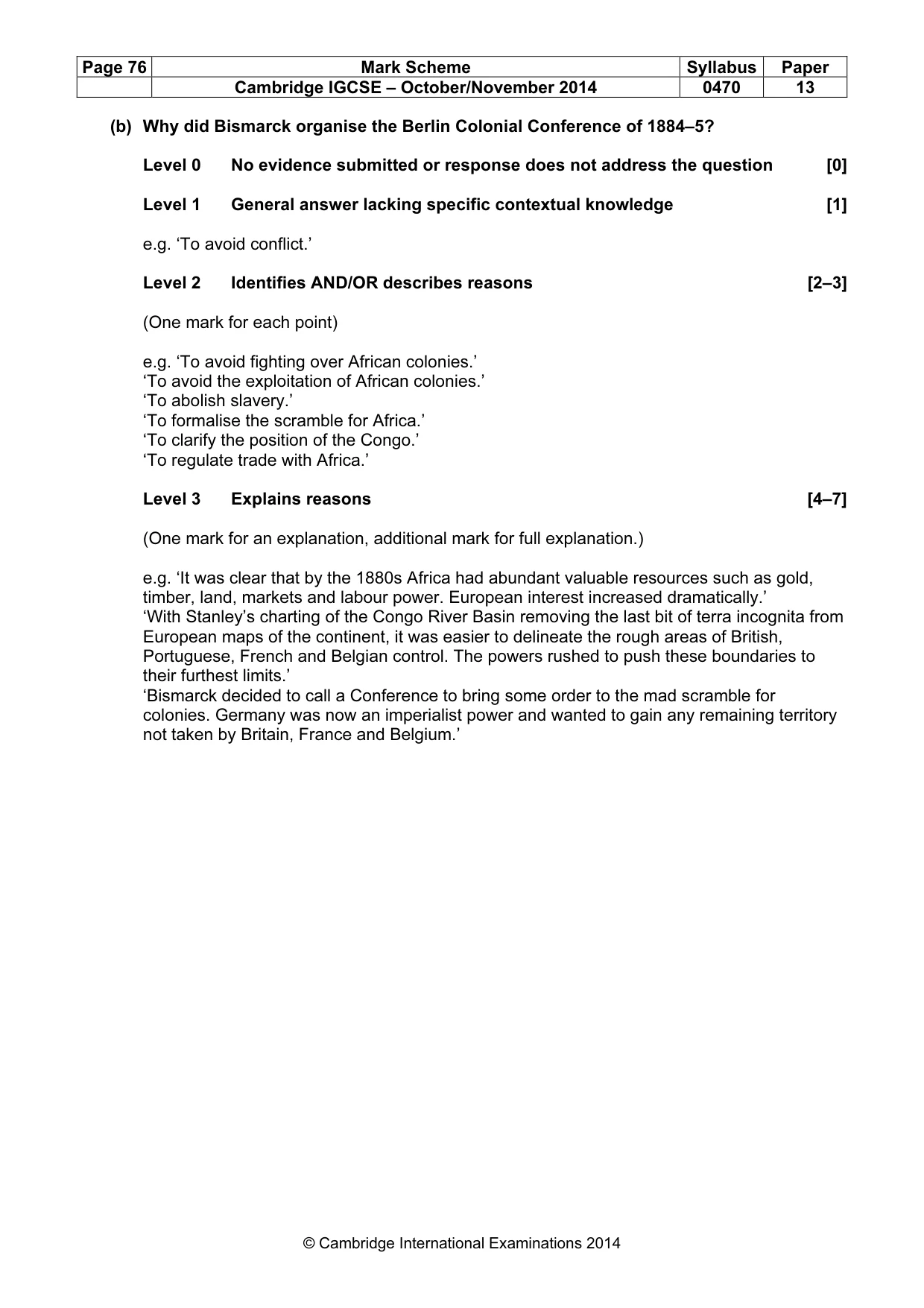 Mark scheme, page 76 of 77