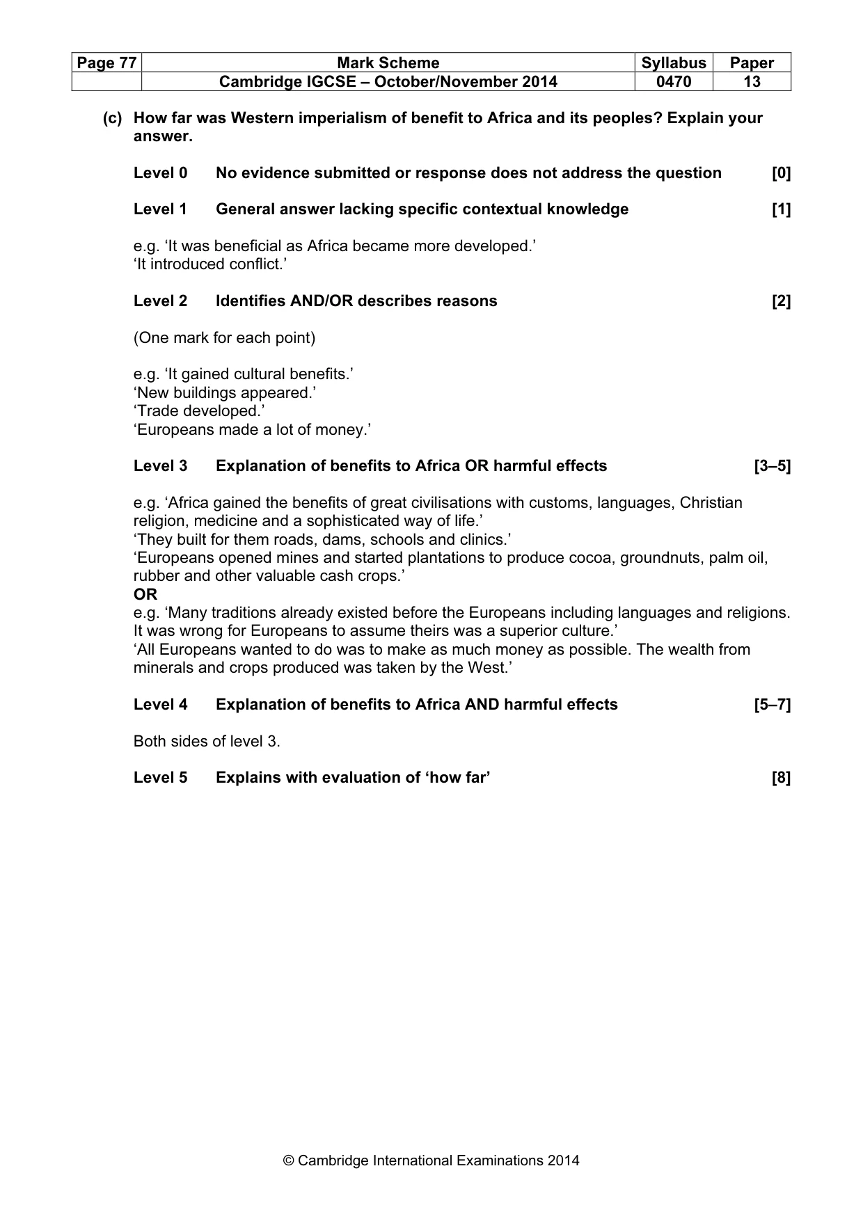 Mark scheme, page 77 of 77