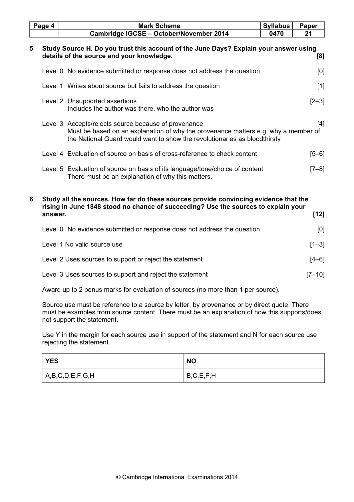 Mark scheme, page 4 of 8