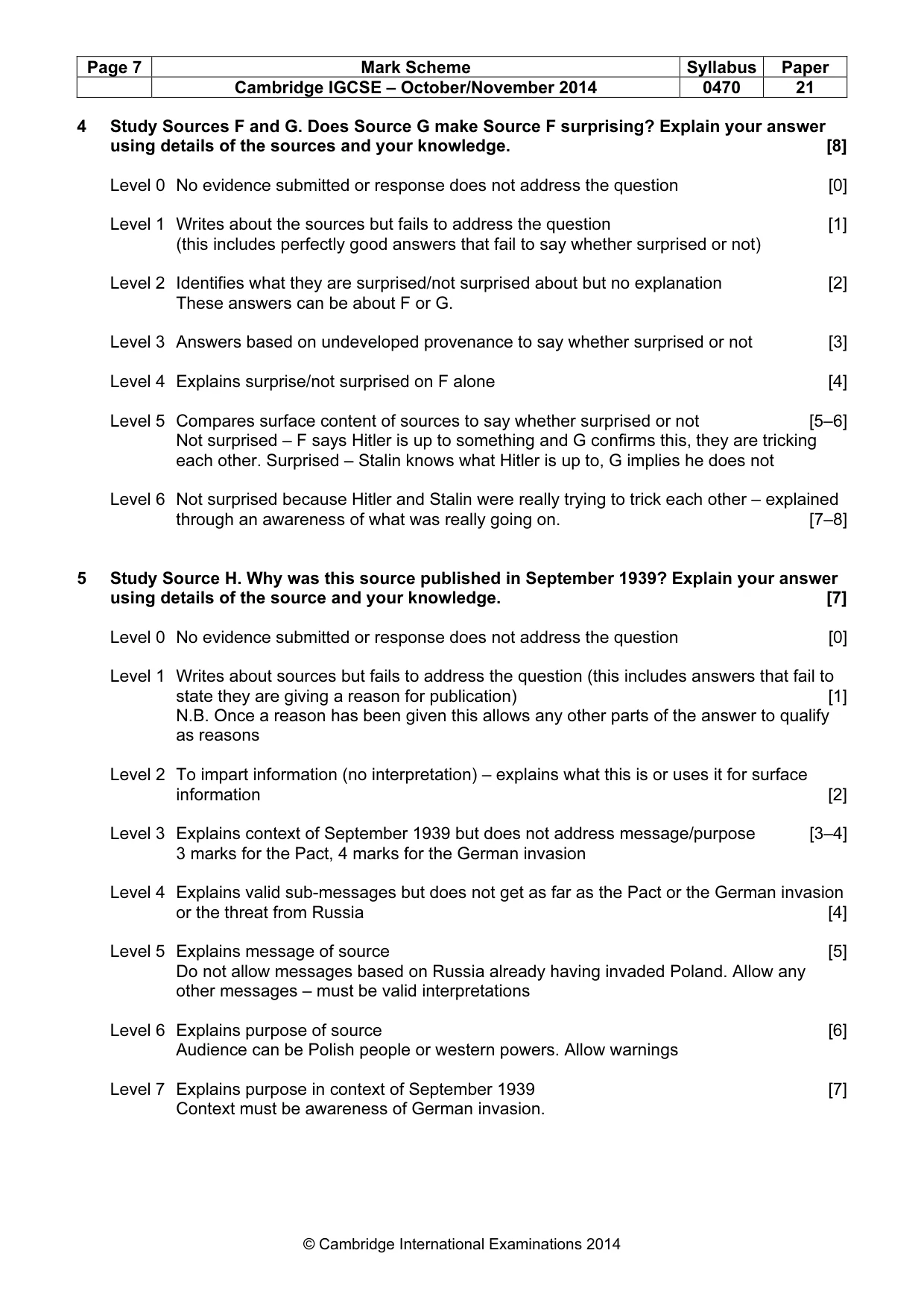 Mark scheme, page 7 of 8