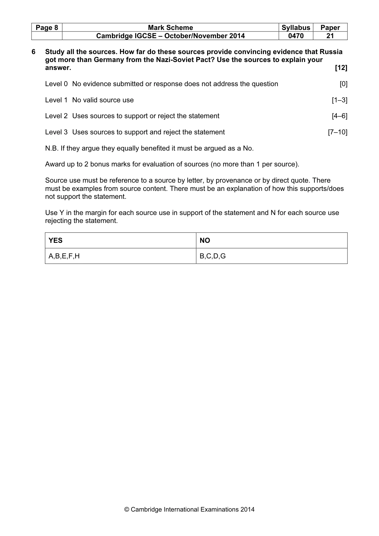 Mark scheme, page 8 of 8