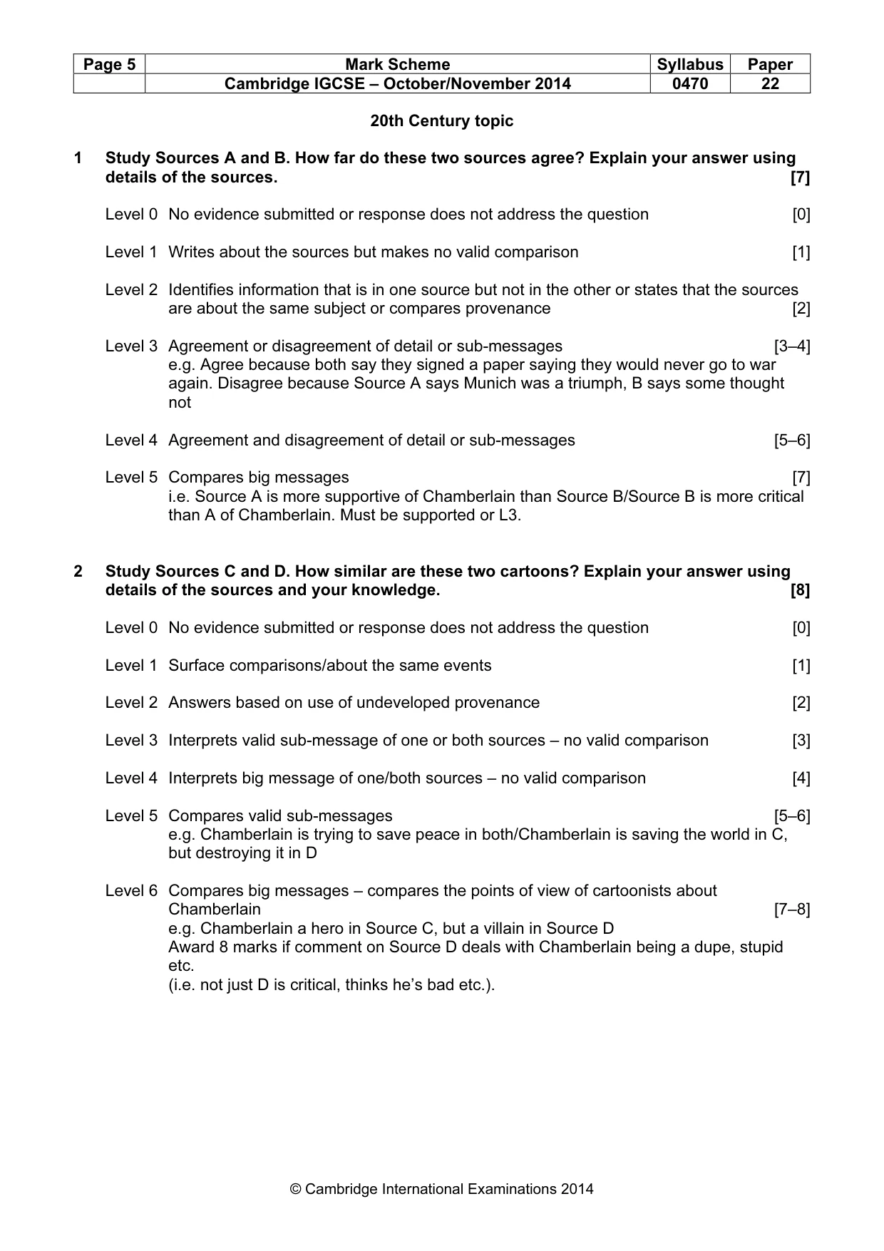 Mark scheme, page 5 of 7