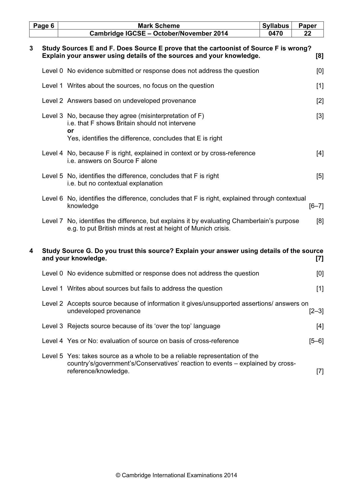 Mark scheme, page 6 of 7