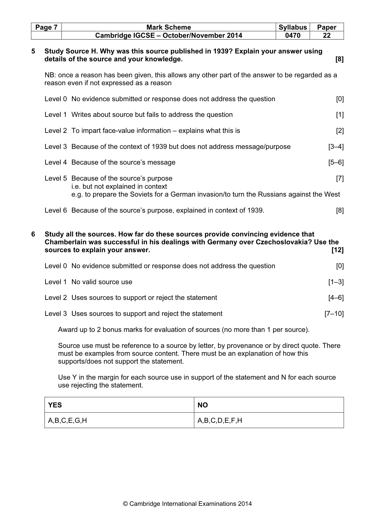 Mark scheme, page 7 of 7