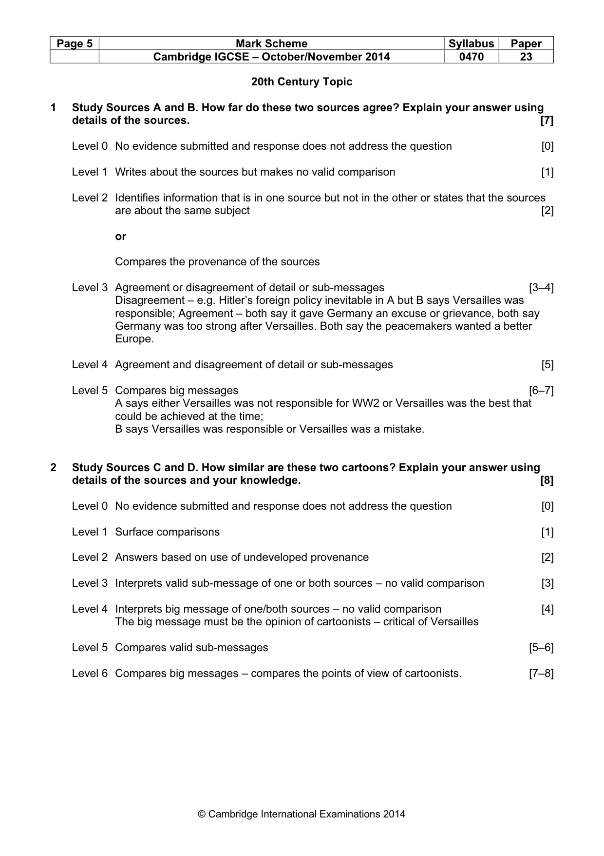 Mark scheme, page 5 of 7