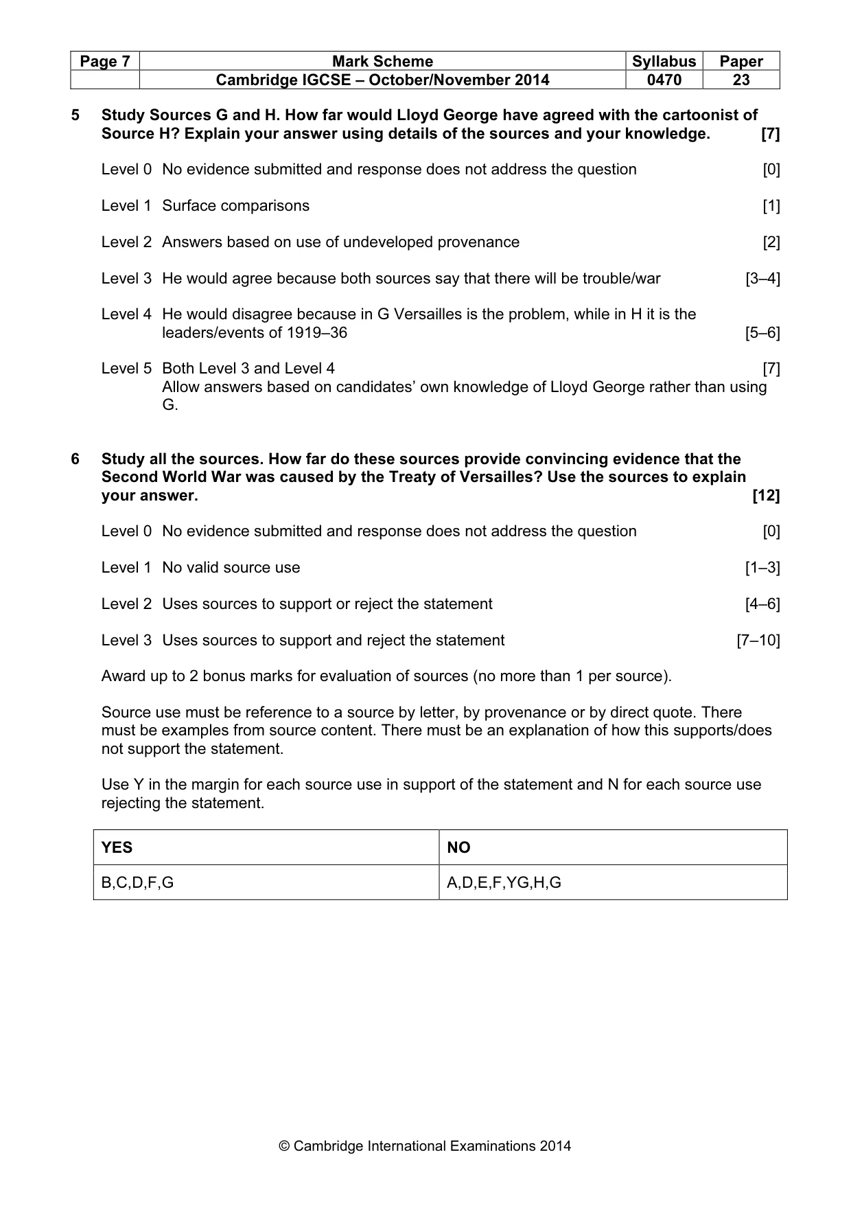 Mark scheme, page 7 of 7
