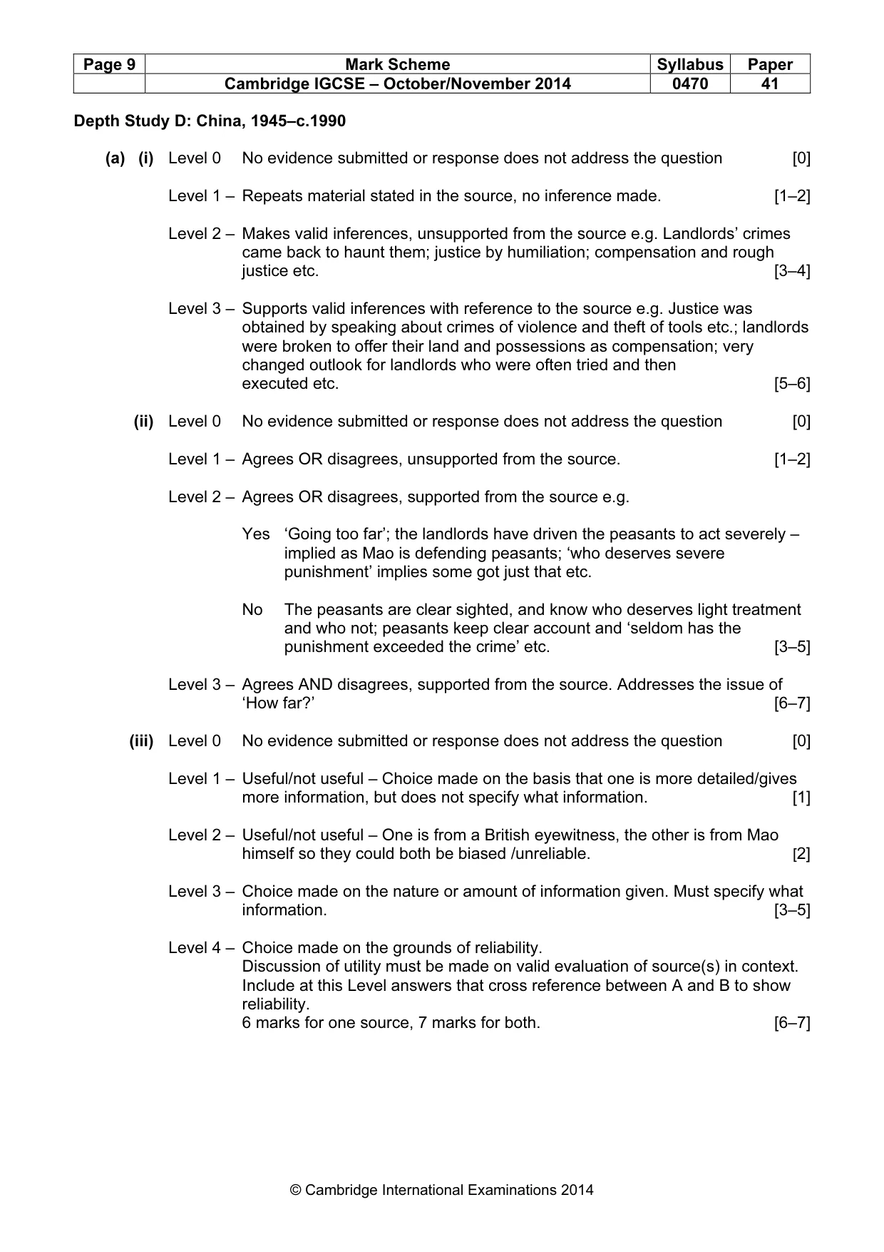 Mark scheme, page 9 of 20