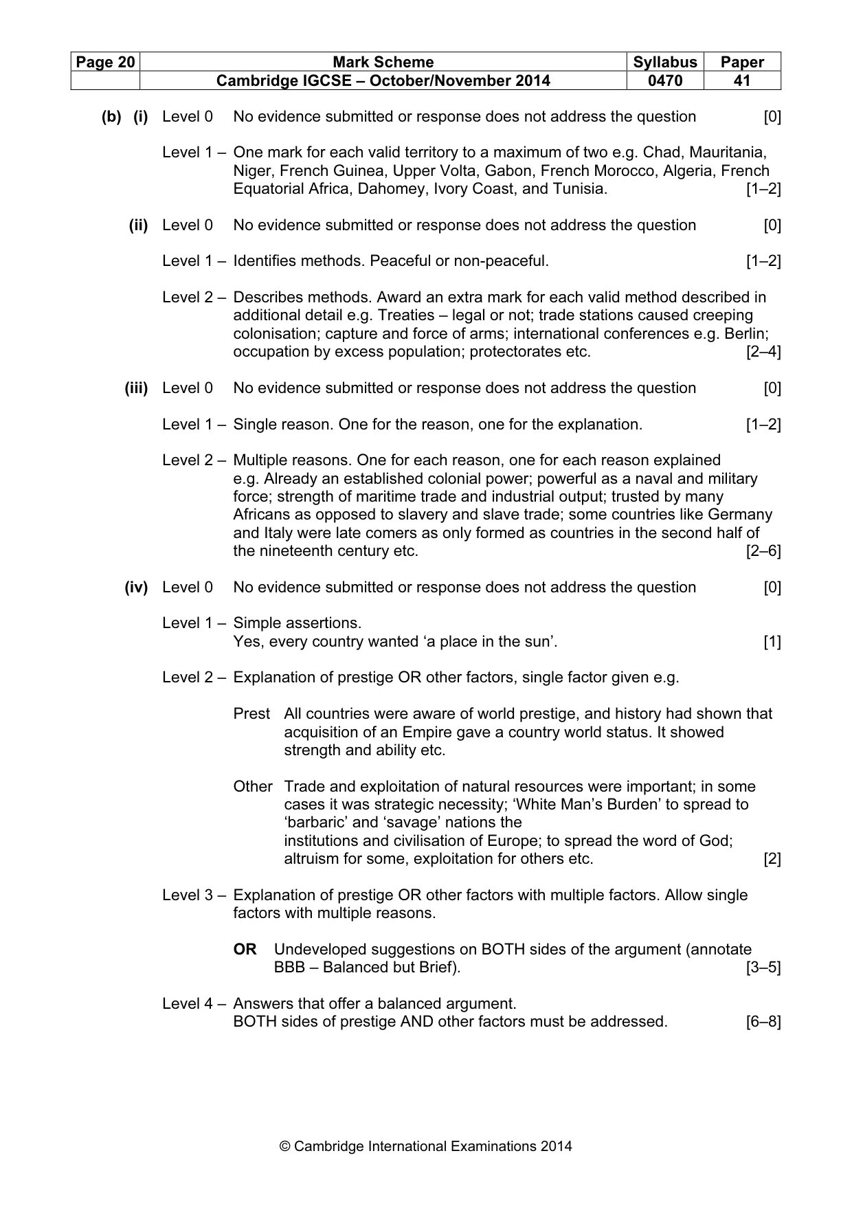 Mark scheme, page 20 of 20