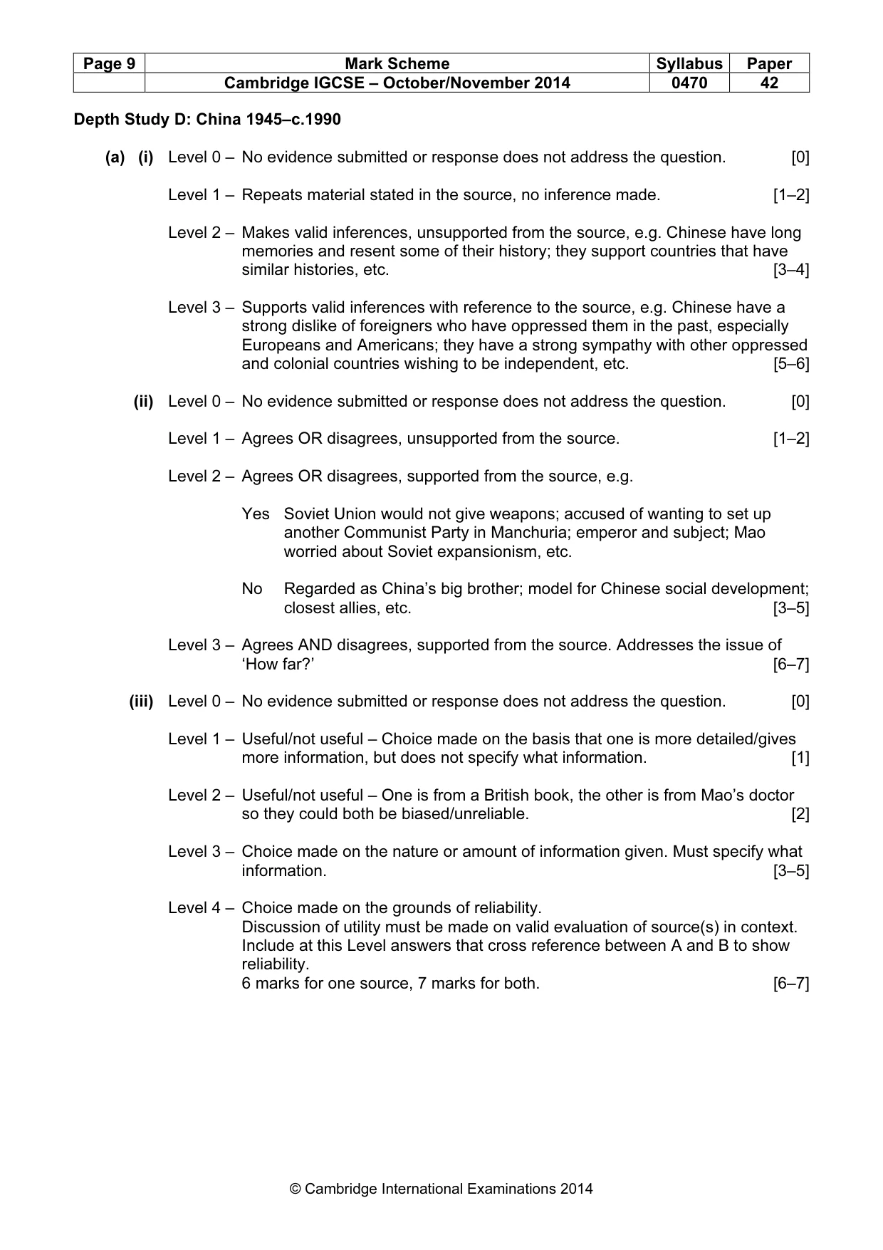 Mark scheme, page 9 of 18