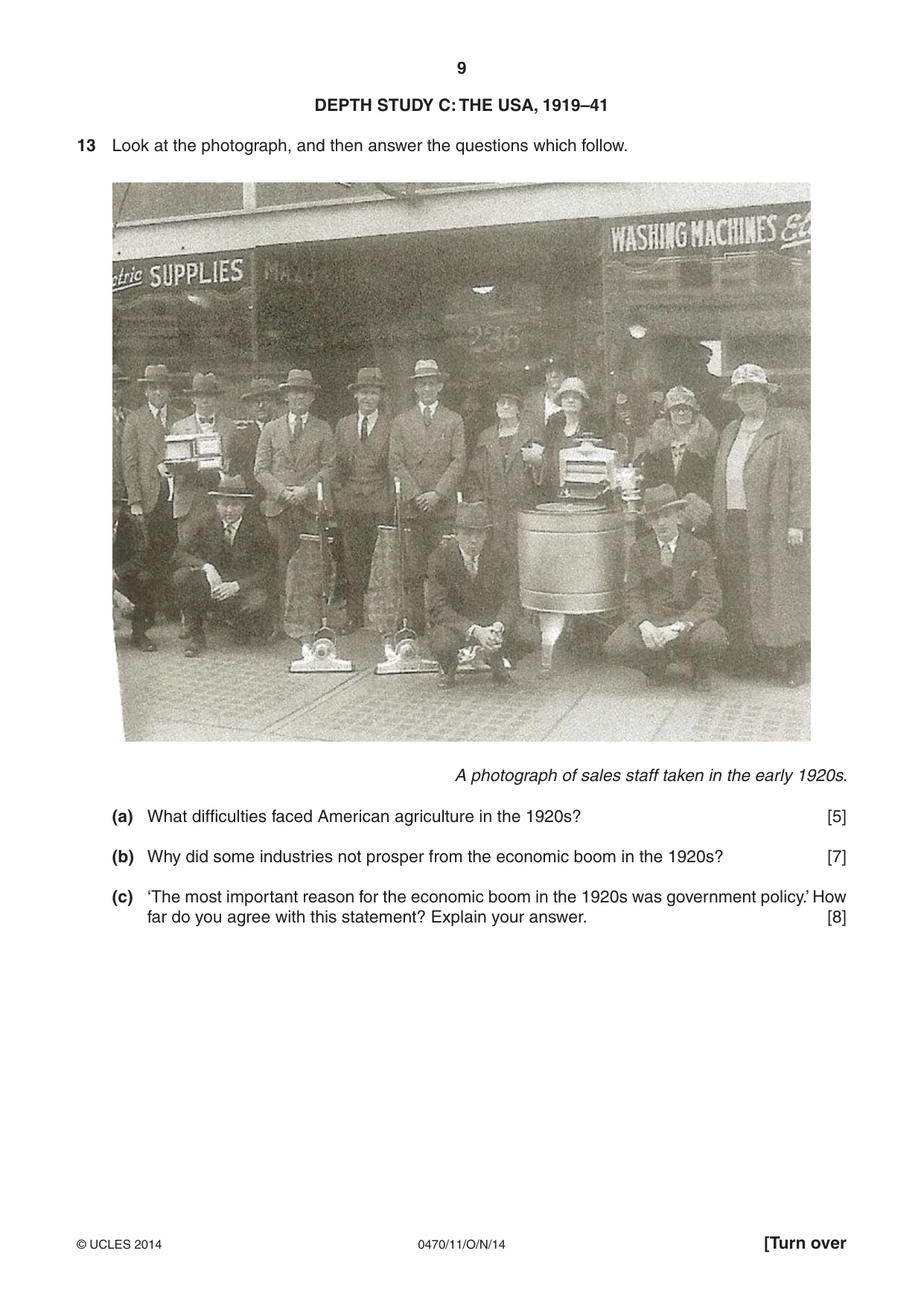 Cambridge IGCSE History 0470 2014 Oct/Nov Paper 1 · Variant 1 question paper, page 9 of 20