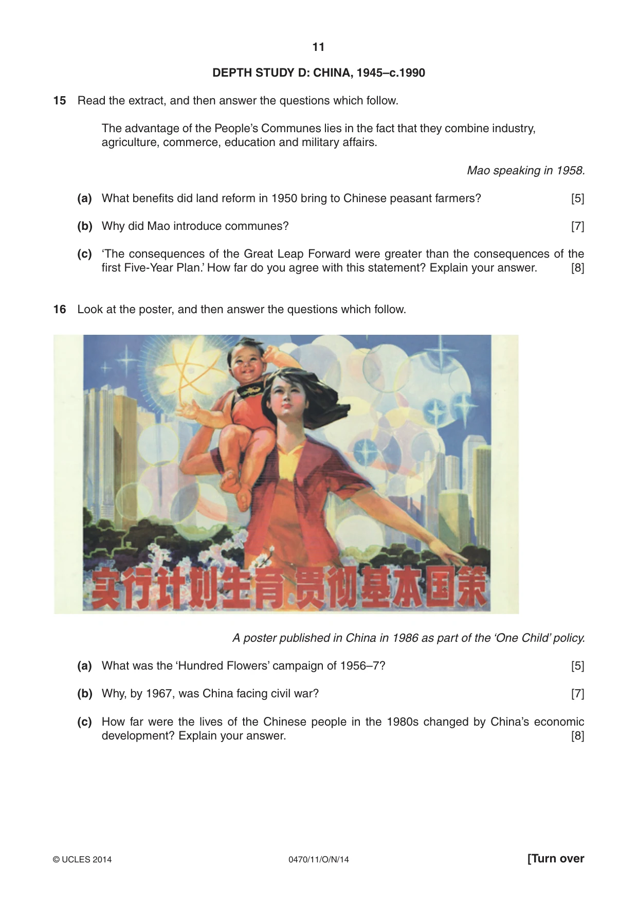 Cambridge IGCSE History 0470 2014 Oct/Nov Paper 1 · Variant 1 question paper, page 11 of 20