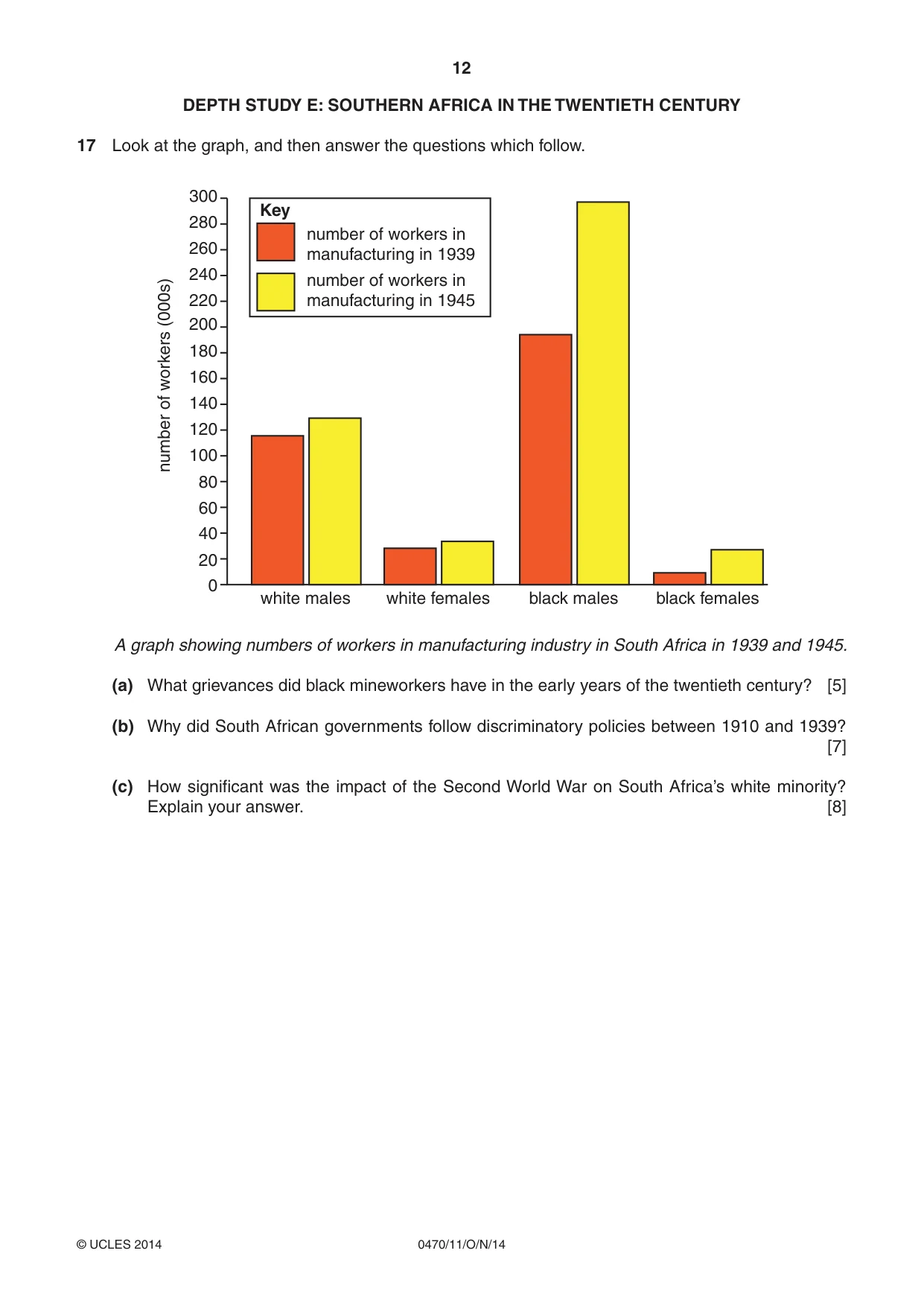 Cambridge IGCSE History 0470 2014 Oct/Nov Paper 1 · Variant 1 question paper, page 12 of 20