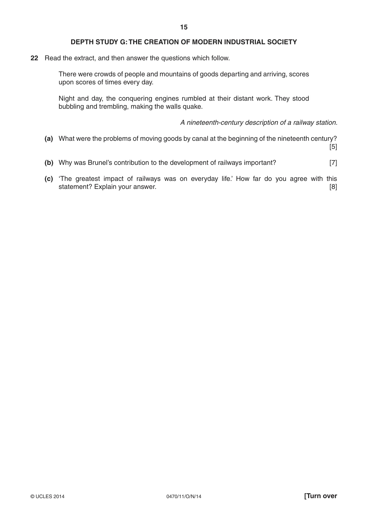 Cambridge IGCSE History 0470 2014 Oct/Nov Paper 1 · Variant 1 question paper, page 15 of 20