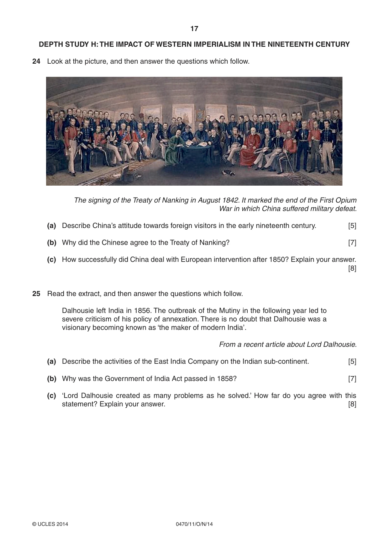 Cambridge IGCSE History 0470 2014 Oct/Nov Paper 1 · Variant 1 question paper, page 17 of 20