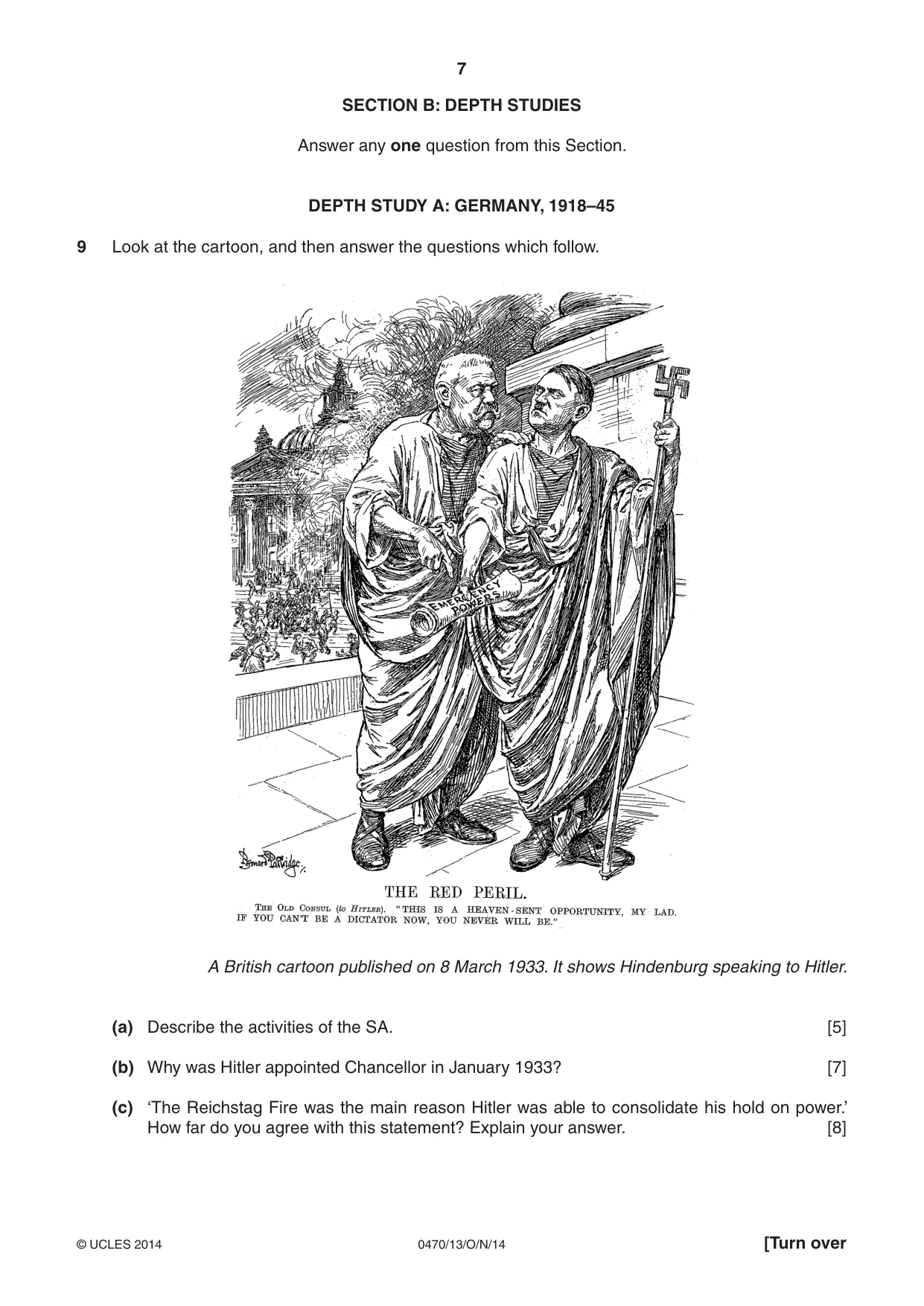 Cambridge IGCSE History 0470 2014 Oct/Nov Paper 1 · Variant 3 question paper, page 7 of 24