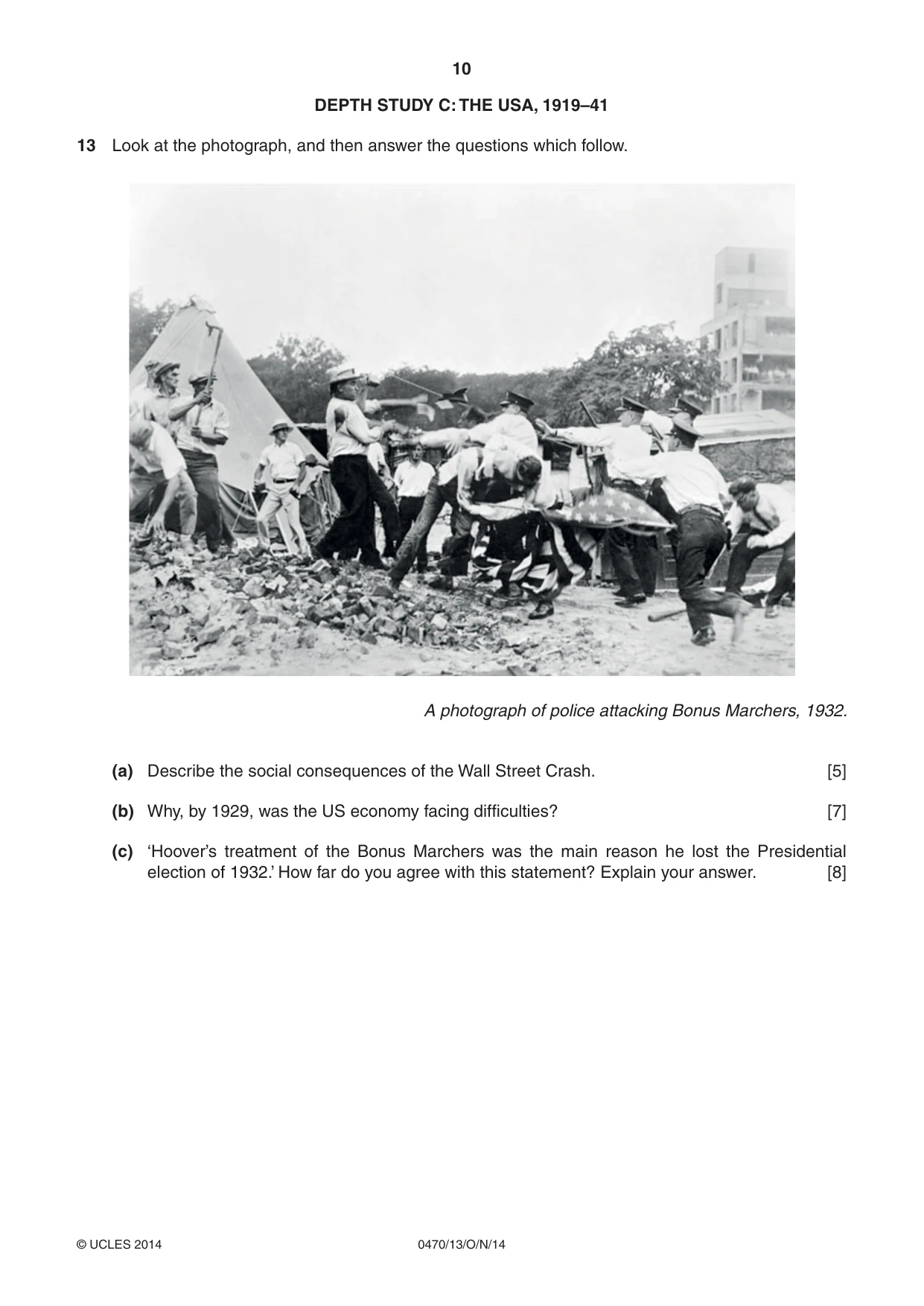 Cambridge IGCSE History 0470 2014 Oct/Nov Paper 1 · Variant 3 question paper, page 10 of 24
