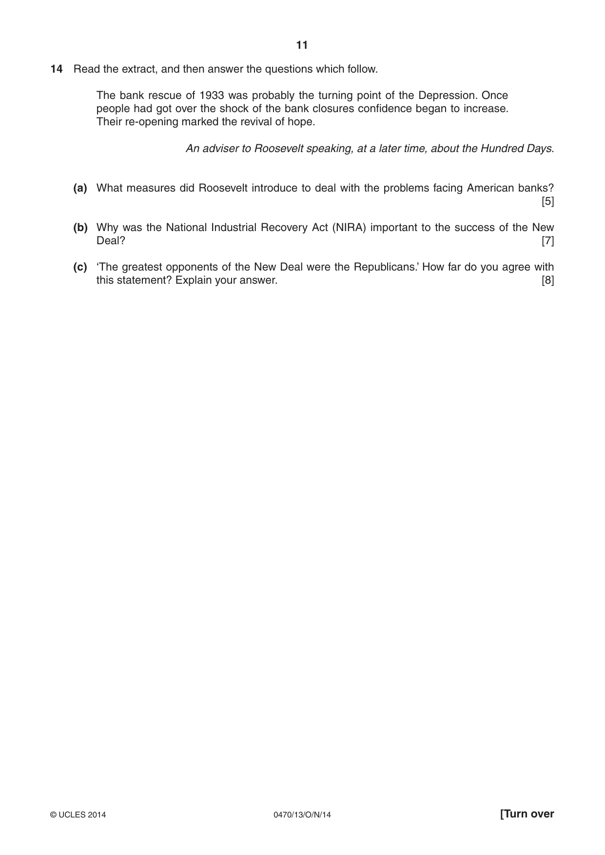 Cambridge IGCSE History 0470 2014 Oct/Nov Paper 1 · Variant 3 question paper, page 11 of 24