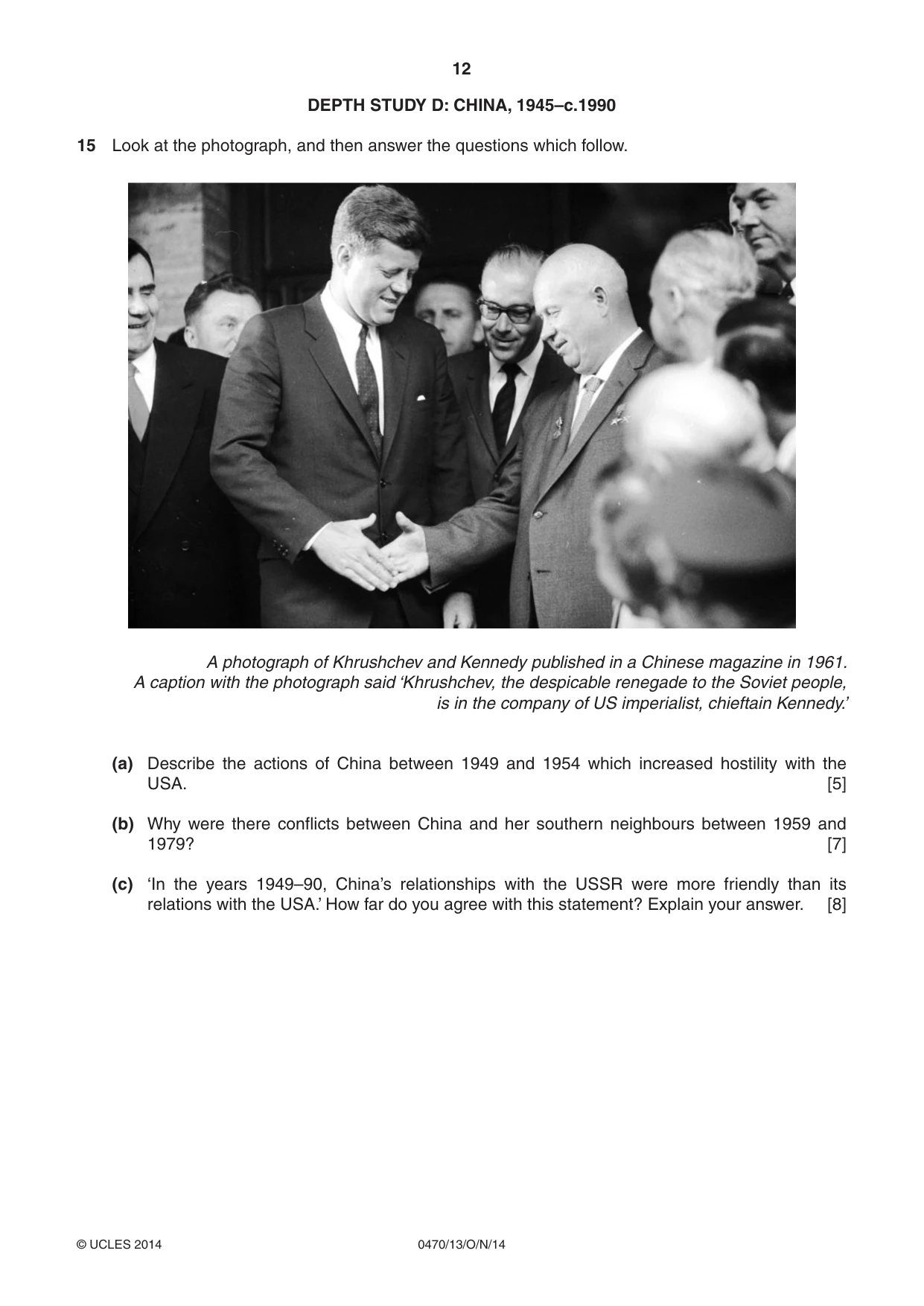 Cambridge IGCSE History 0470 2014 Oct/Nov Paper 1 · Variant 3 question paper, page 12 of 24