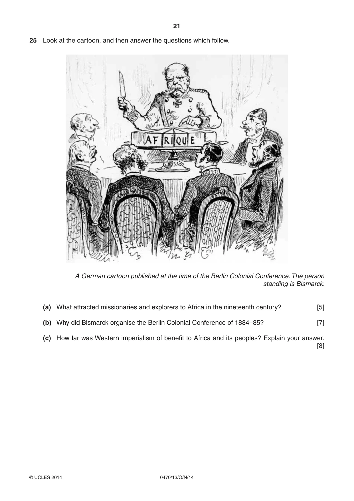Cambridge IGCSE History 0470 2014 Oct/Nov Paper 1 · Variant 3 question paper, page 21 of 24