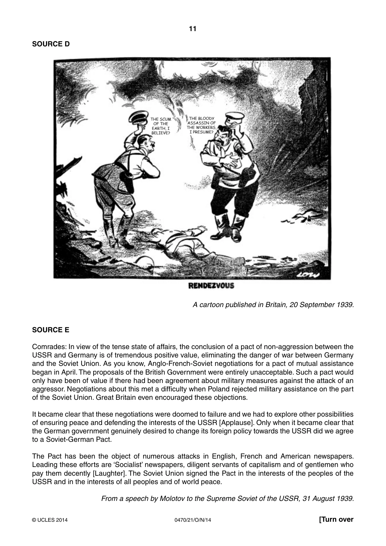 Cambridge IGCSE History 0470 2014 Oct/Nov Paper 2 · Variant 1 question paper, page 11 of 16