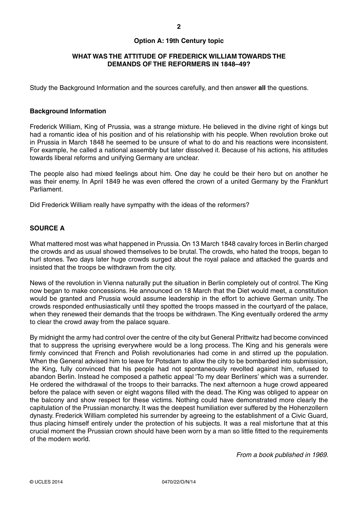 Cambridge IGCSE History 0470 2014 Oct/Nov Paper 2 · Variant 2 question paper, page 2 of 16