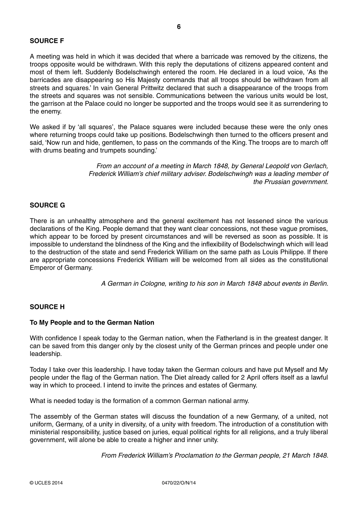 Cambridge IGCSE History 0470 2014 Oct/Nov Paper 2 · Variant 2 question paper, page 6 of 16