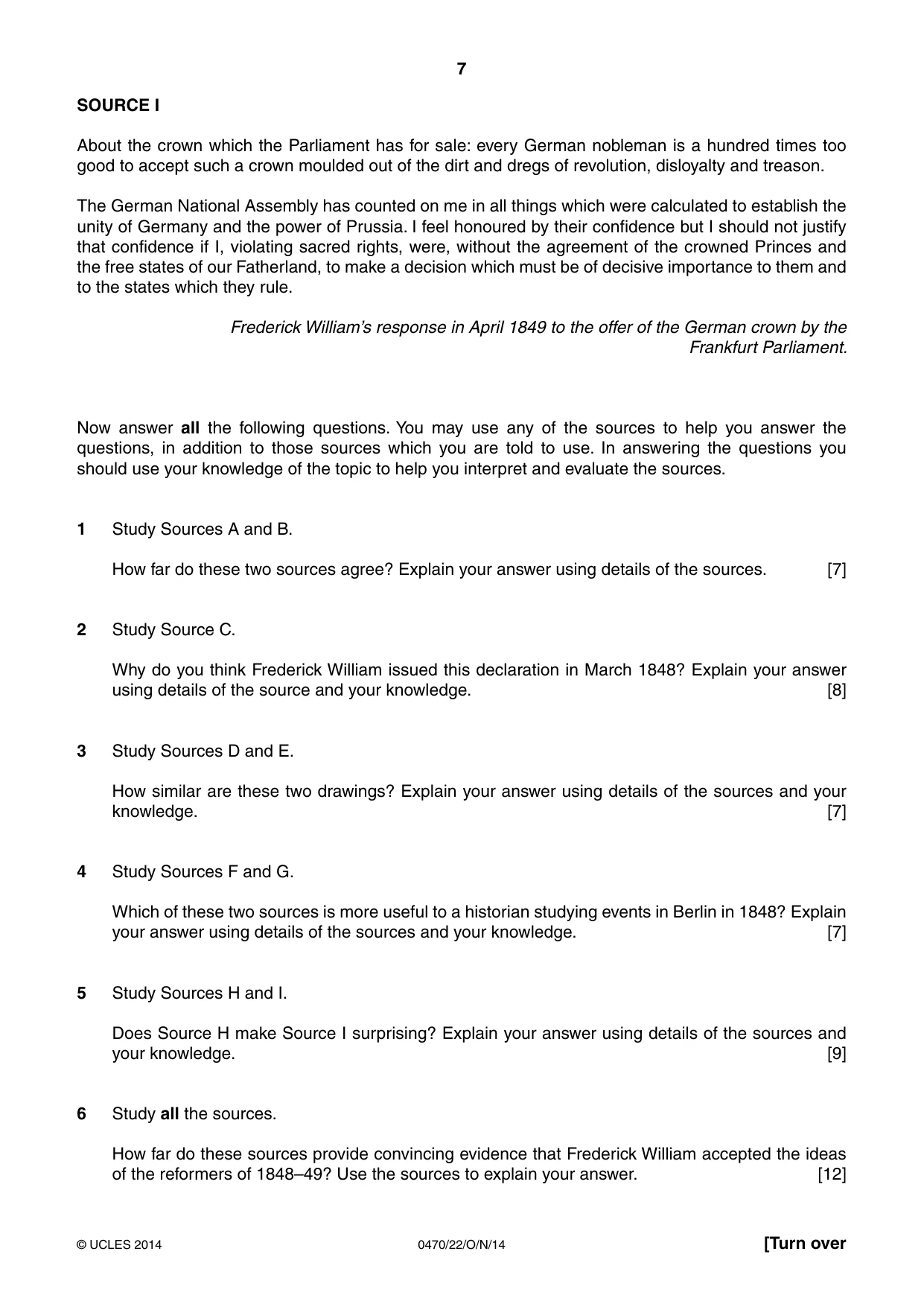 Cambridge IGCSE History 0470 2014 Oct/Nov Paper 2 · Variant 2 question paper, page 7 of 16