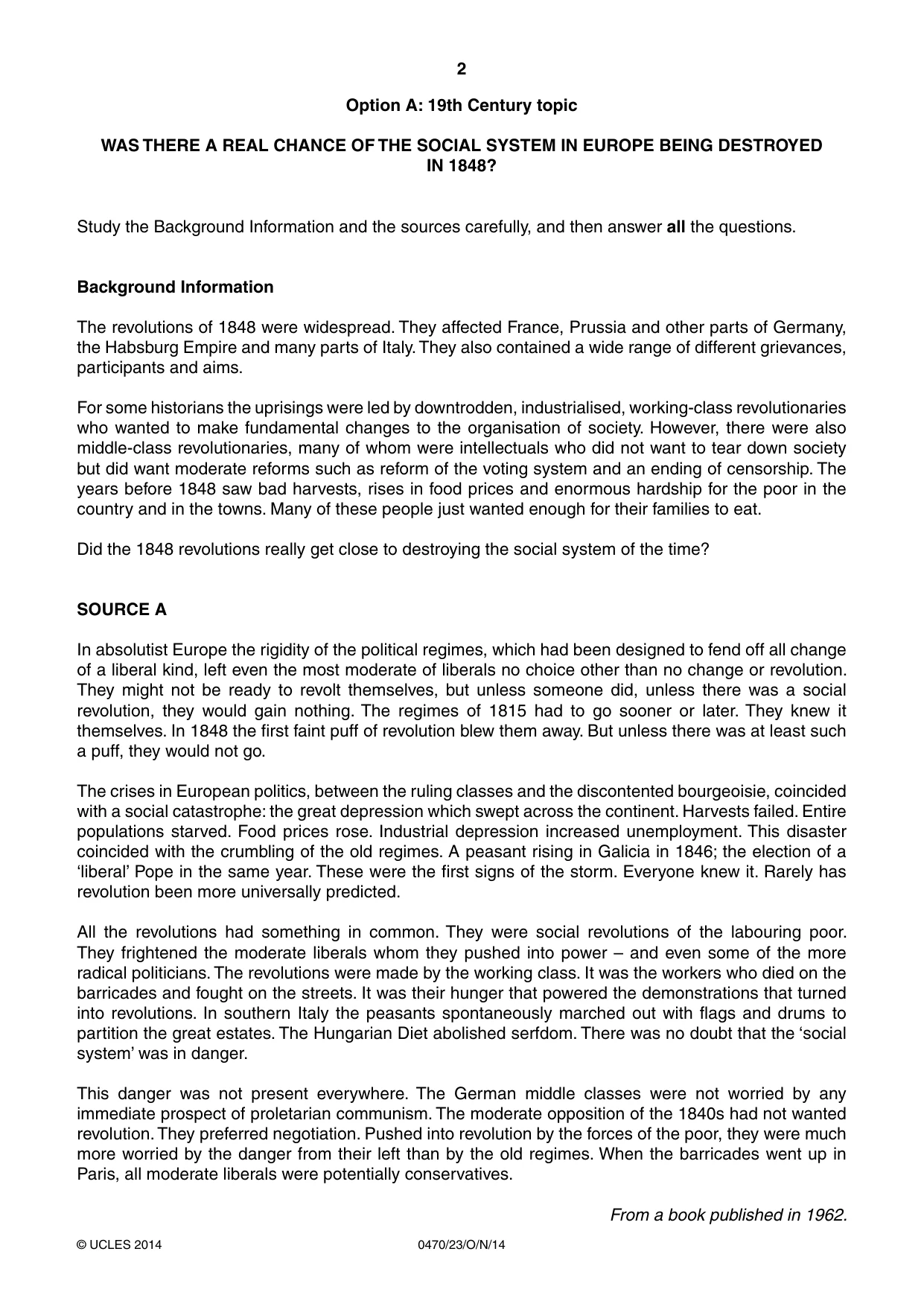 Cambridge IGCSE History 0470 2014 Oct/Nov Paper 2 · Variant 3 question paper, page 2 of 12