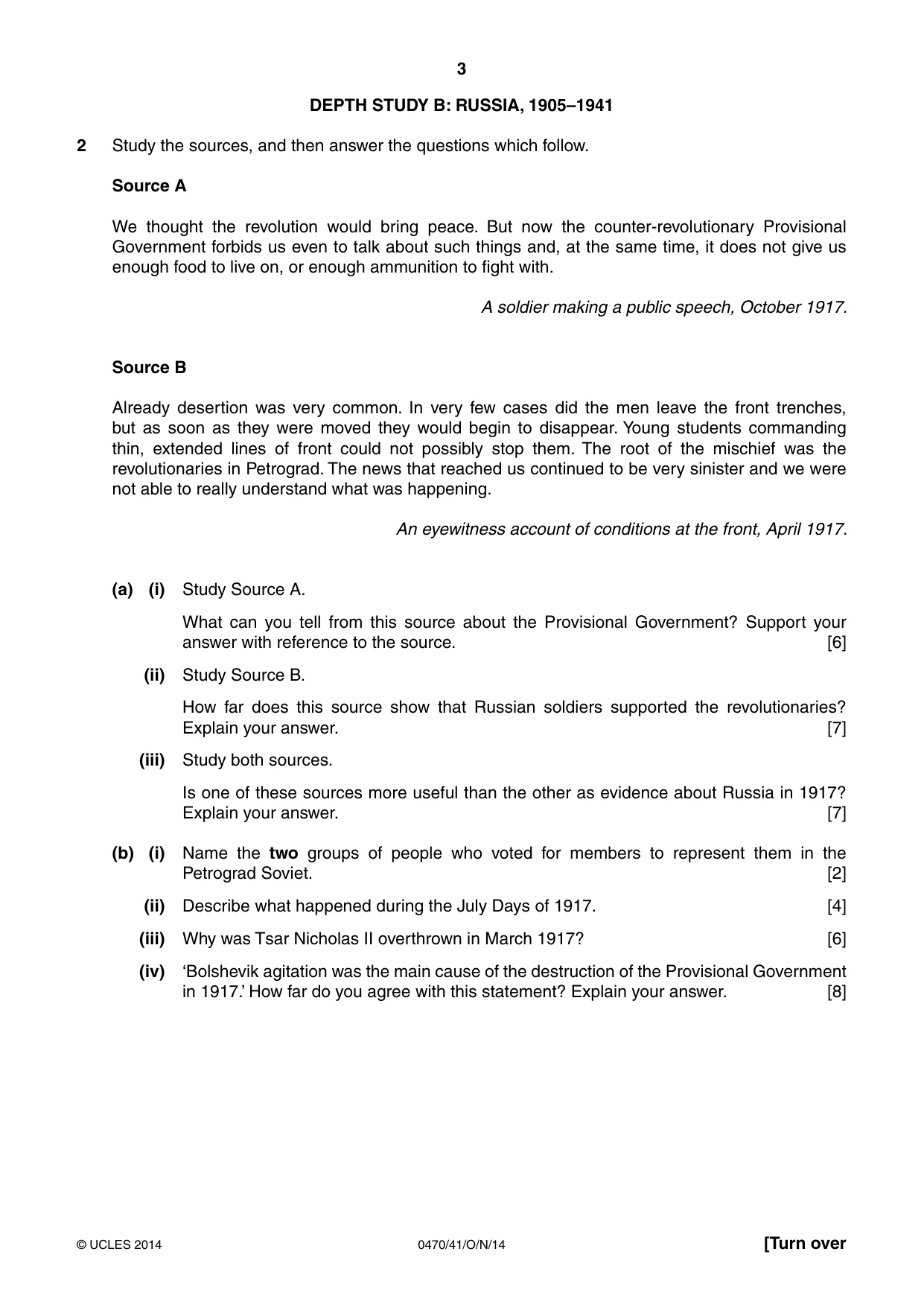 Cambridge IGCSE History 0470 2014 Oct/Nov Paper 4 · Variant 1 question paper, page 3 of 12